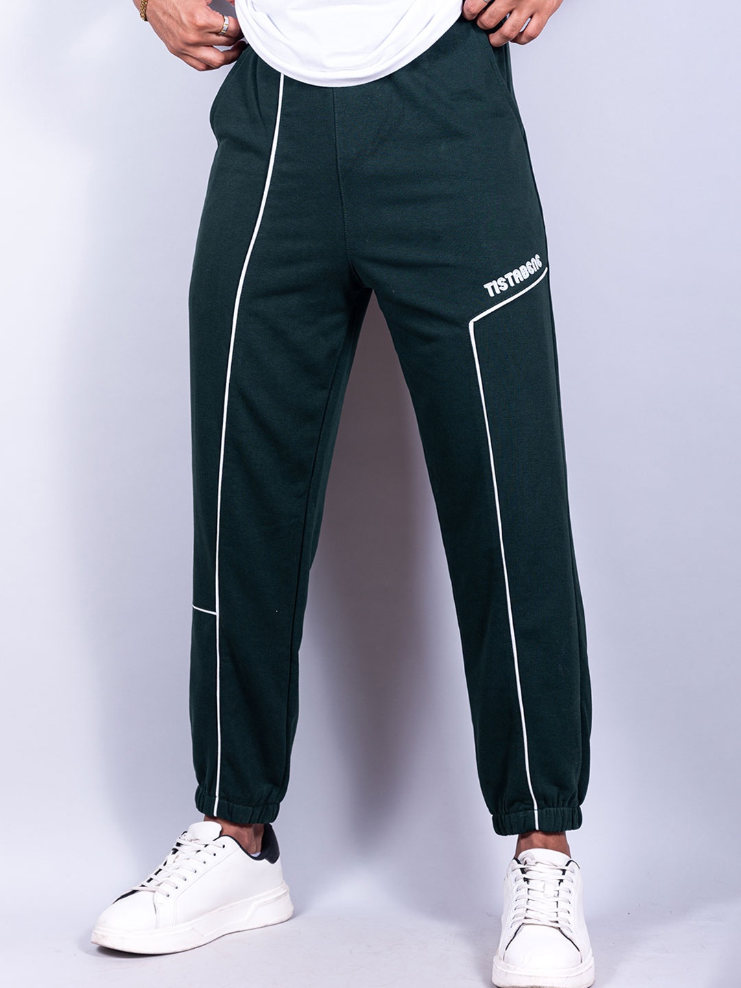 

Tistabene Men Striped Cotton Joggers, Green