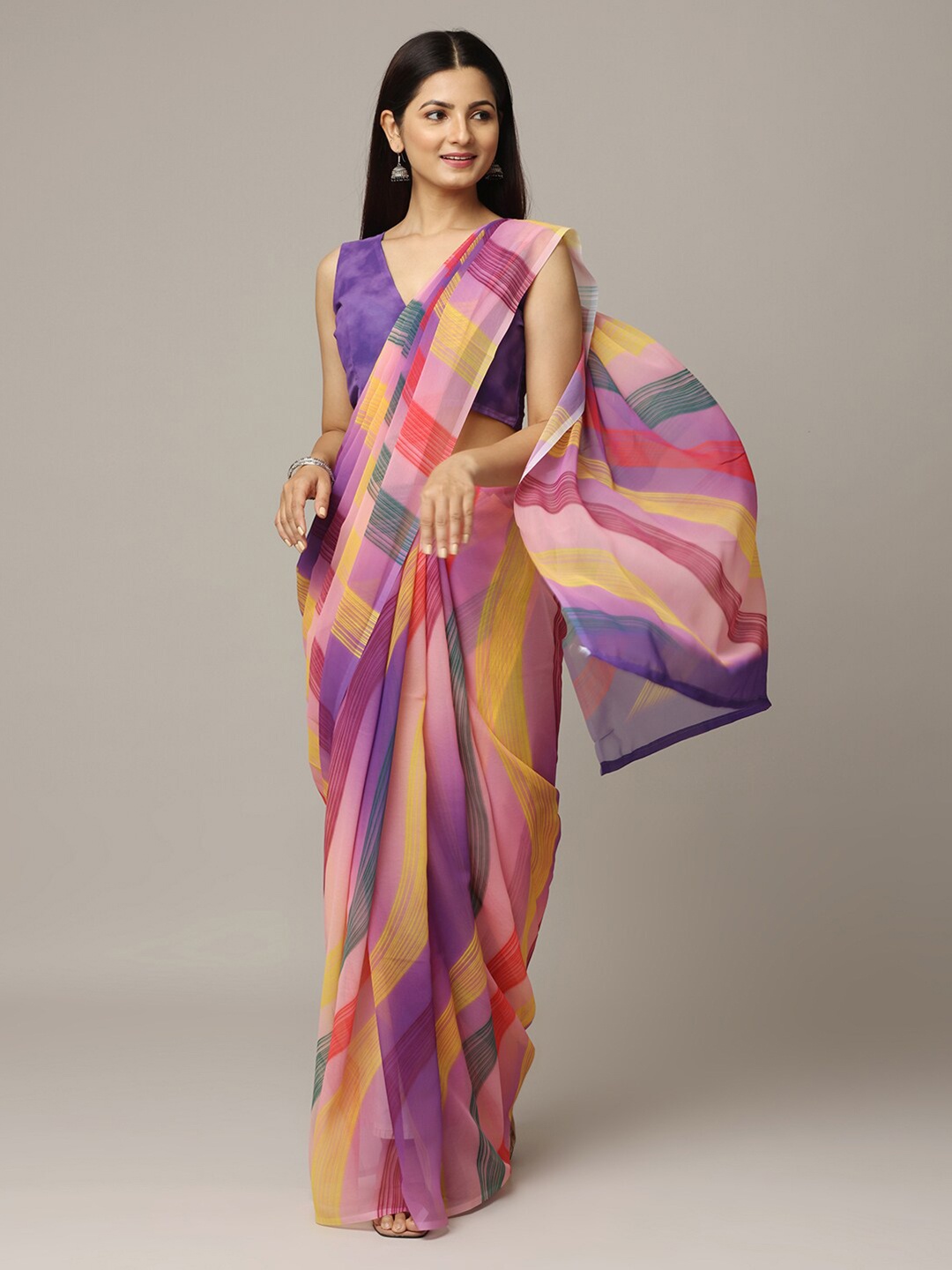 

VASTRANAND Georgette Leheriya Saree, Purple