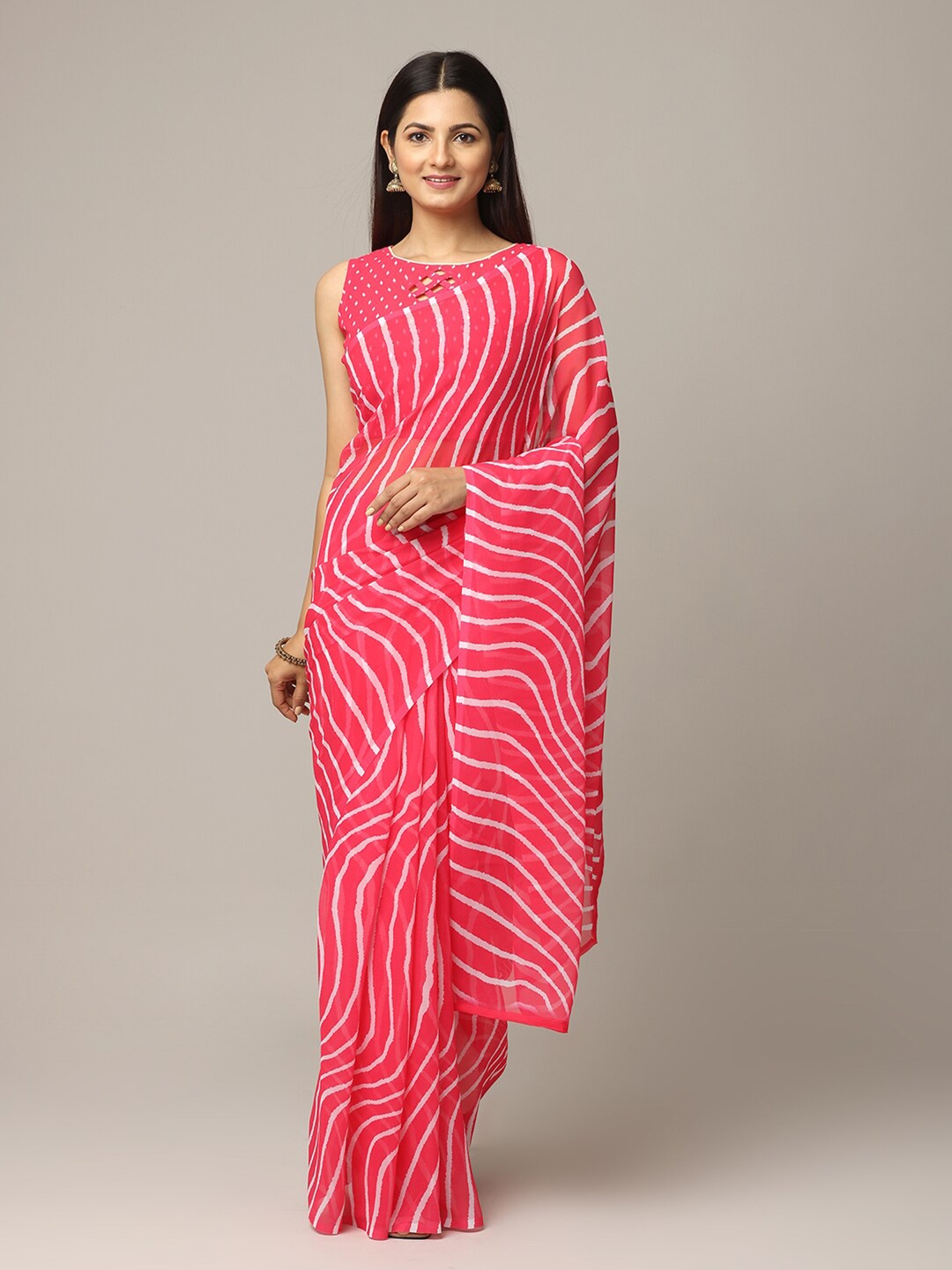 

VASTRANAND Georgette Leheriya Saree, Pink