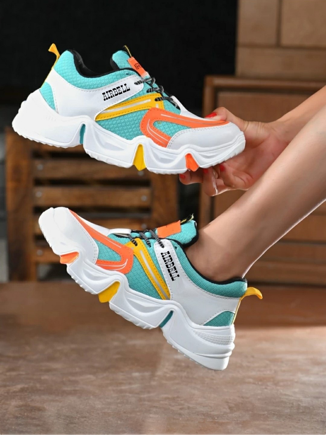 

AIRBELL Women Colourblocked Casual Sneakers, Green