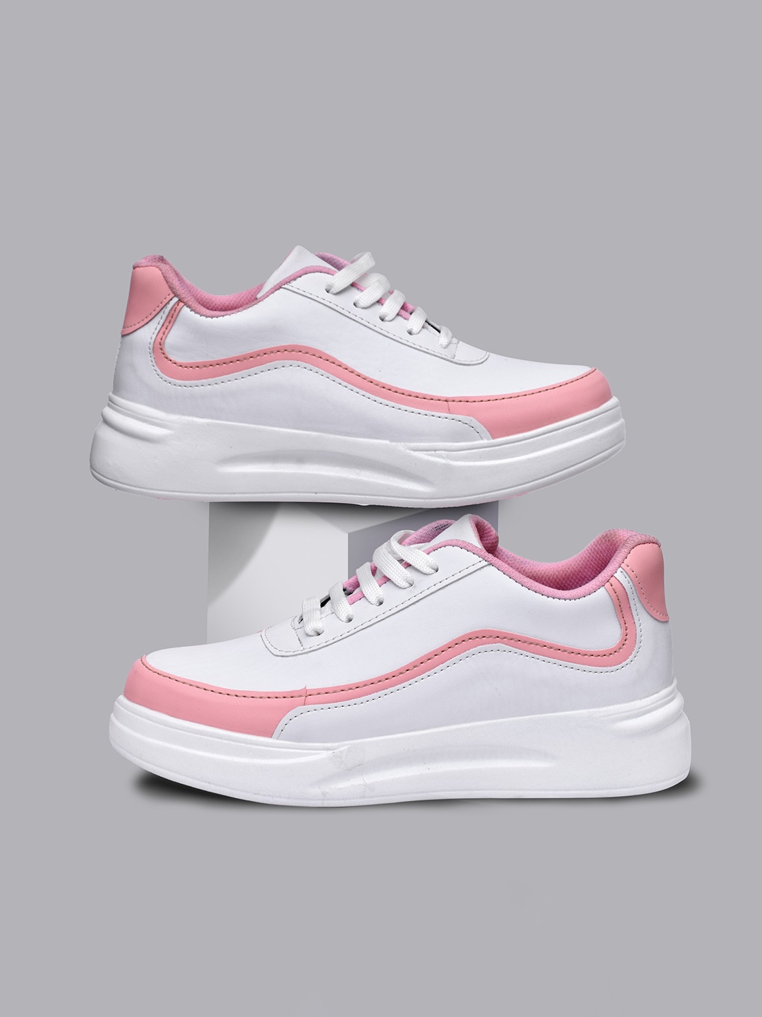 

AIRBELL Women Colourblocked Lace Ups Sneakers, Pink