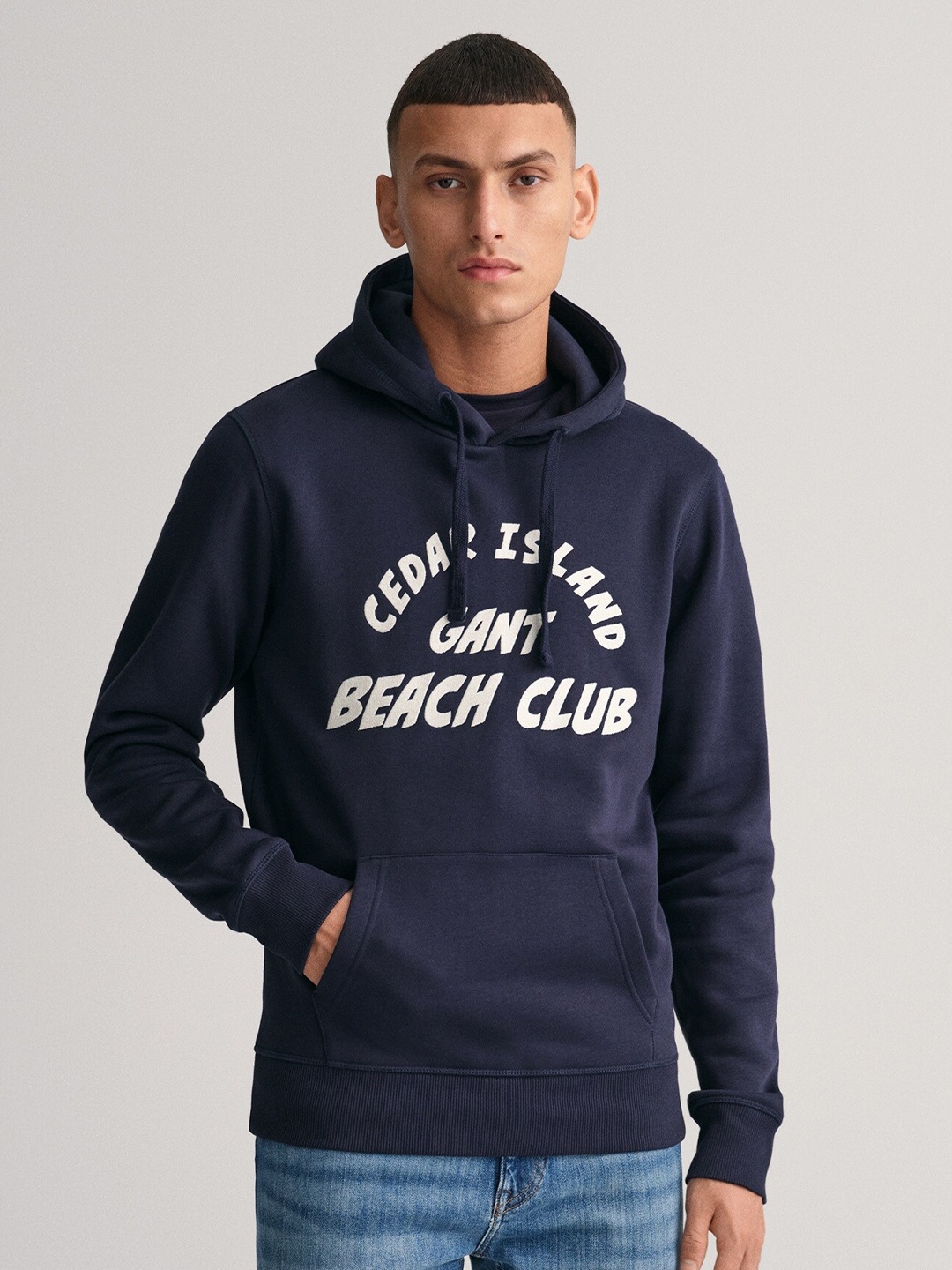 

GANT Typography Printed Hooded Pullover Sweatshirt, Navy blue