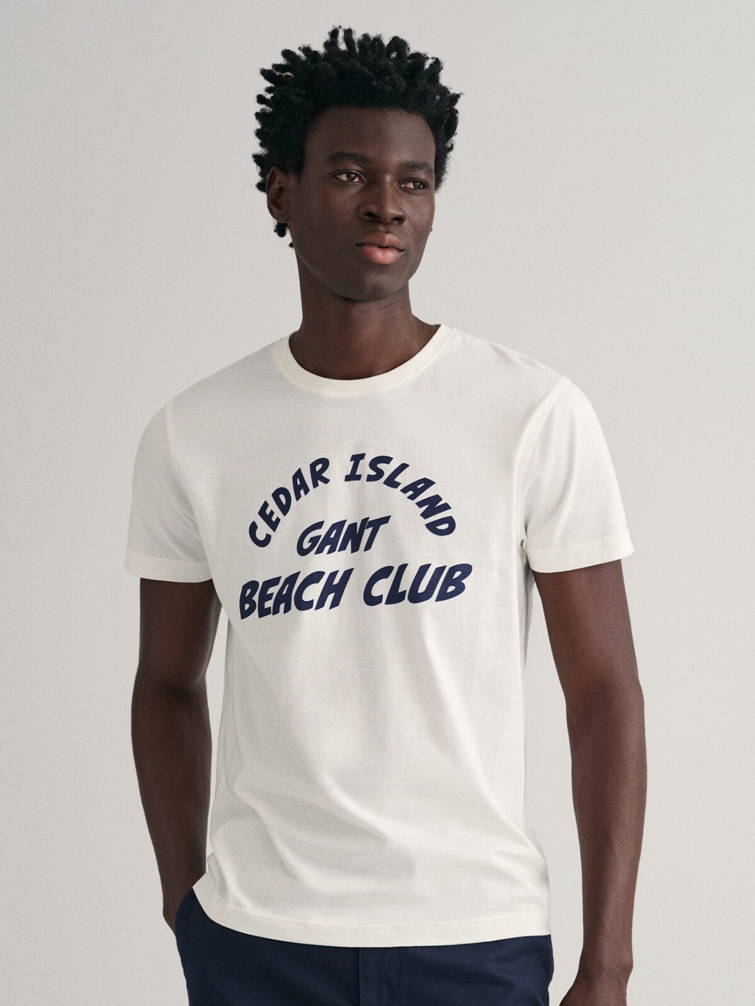 

GANT Round Neck Typography Printed Cotton T-Shirt, White