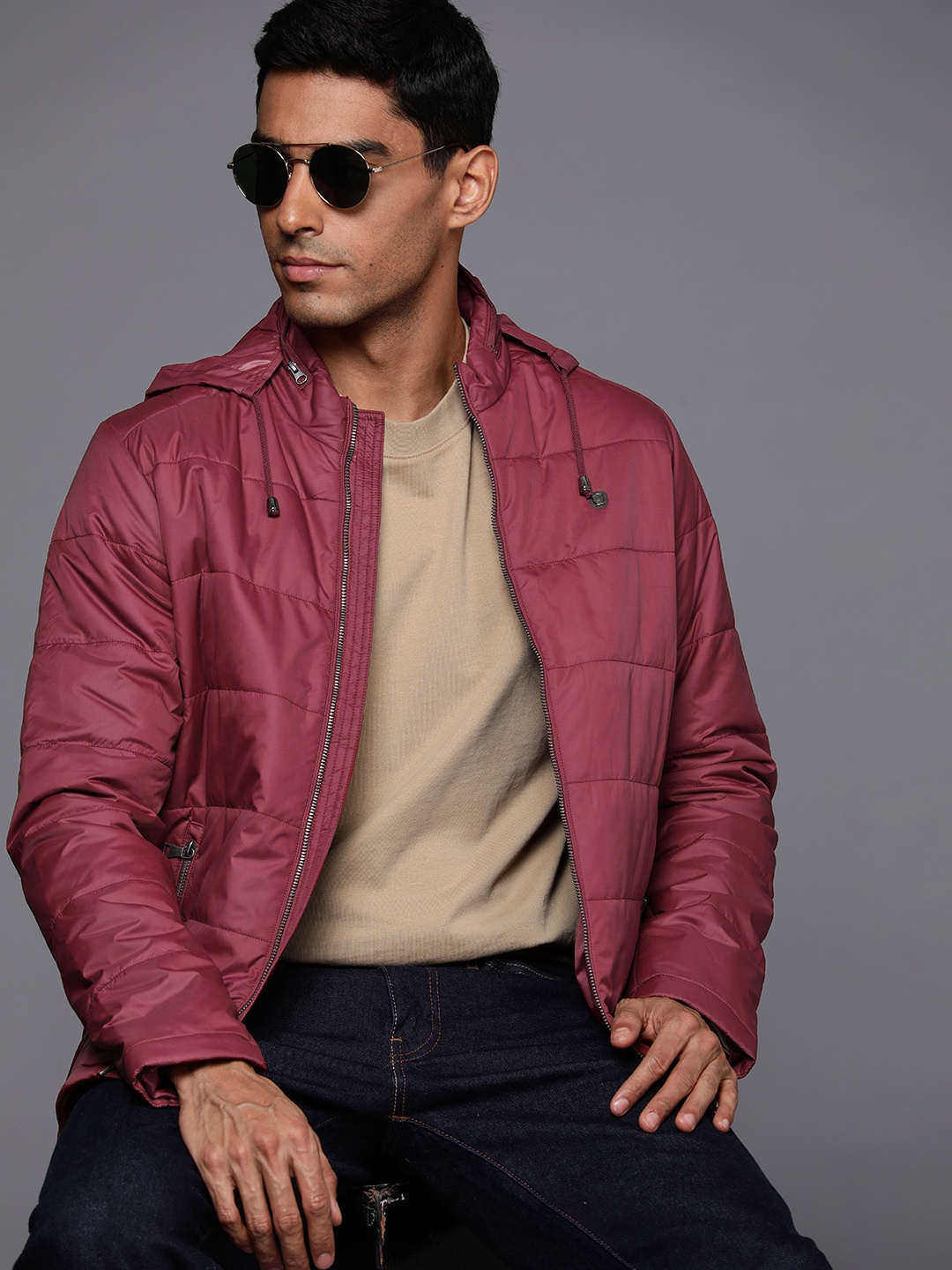 

Louis Philippe Padded Jacket with Detachable Hood, Rust