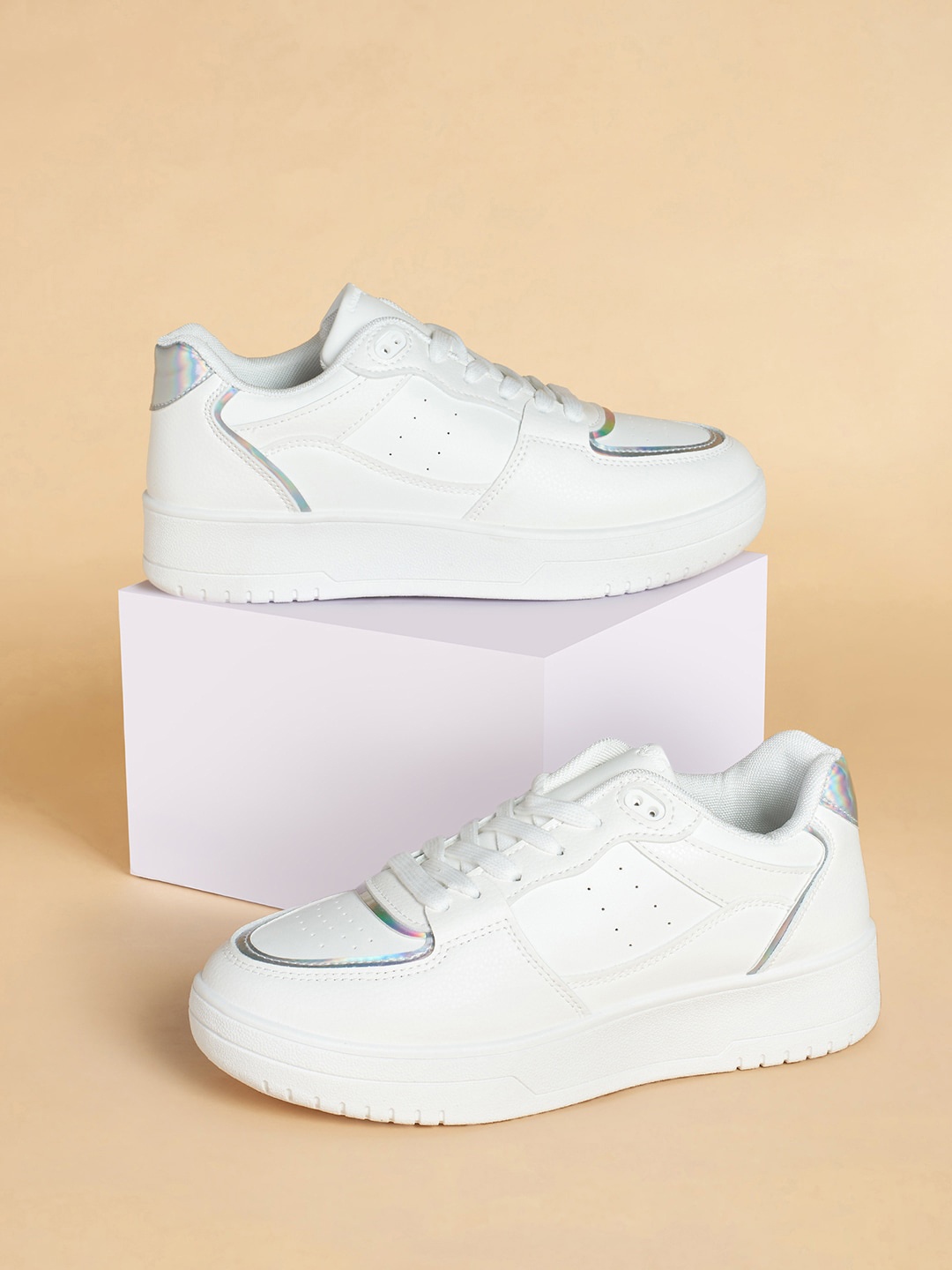 

Forever Glam by Pantaloons Women Perforated Comfort Insole Sneakers, White