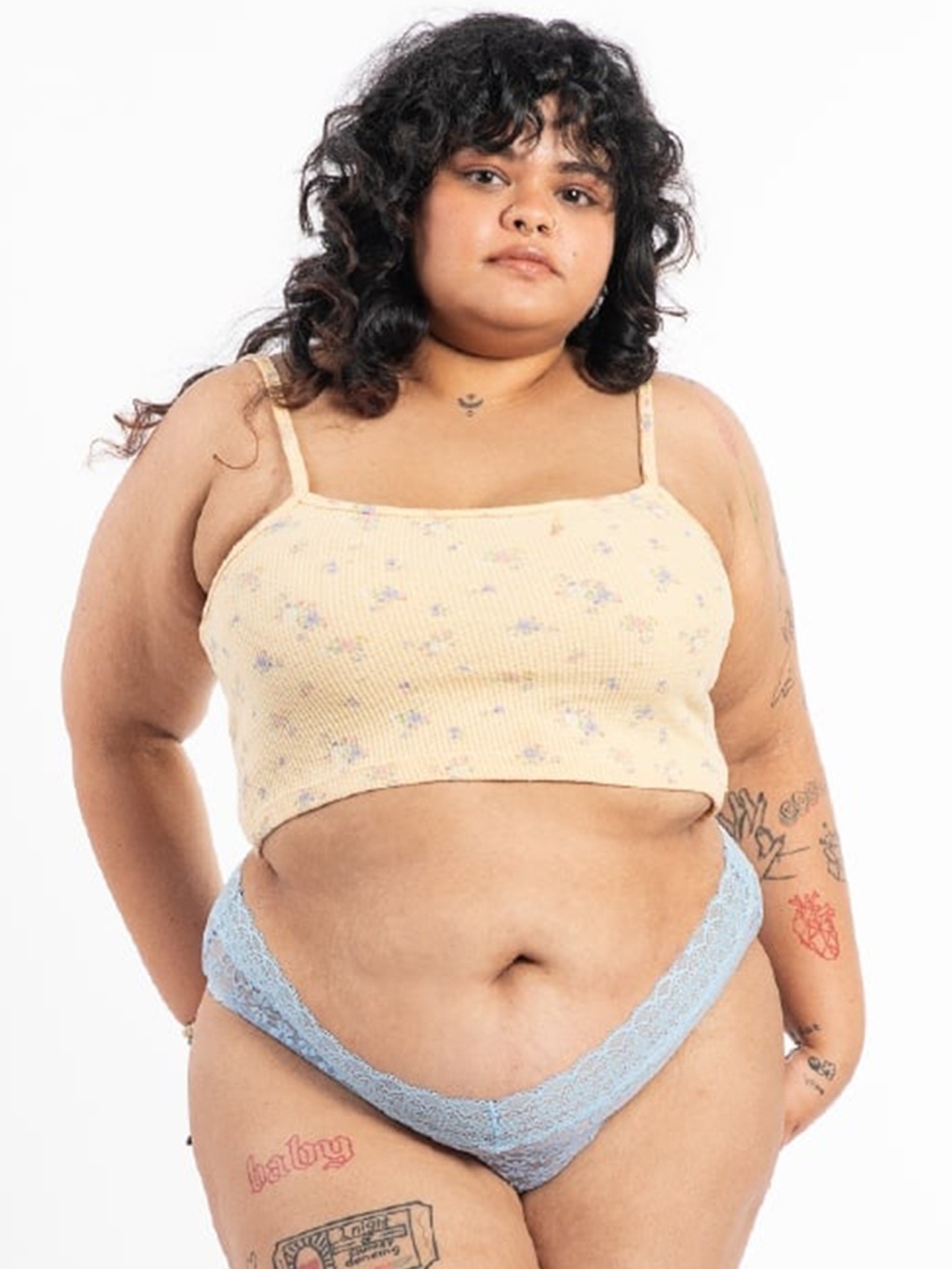

Big Little Lemons Mid-Rise Lace Basic Briefs, Blue