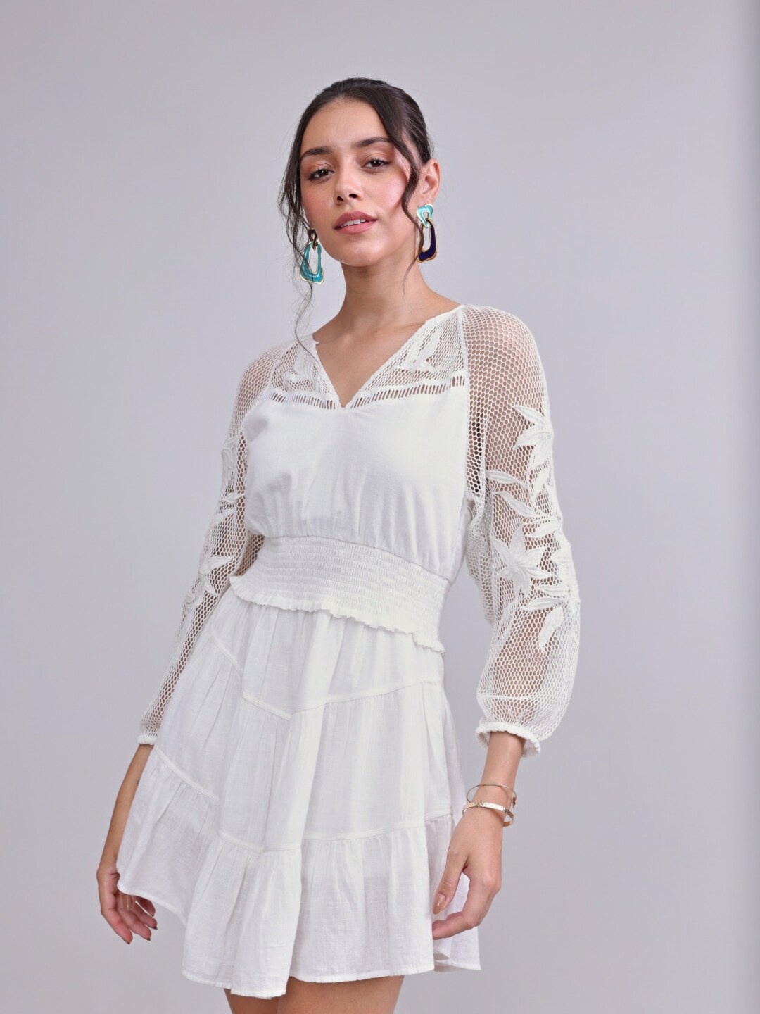 

Style Island Celestial Charm Fit & Flare Dress, White