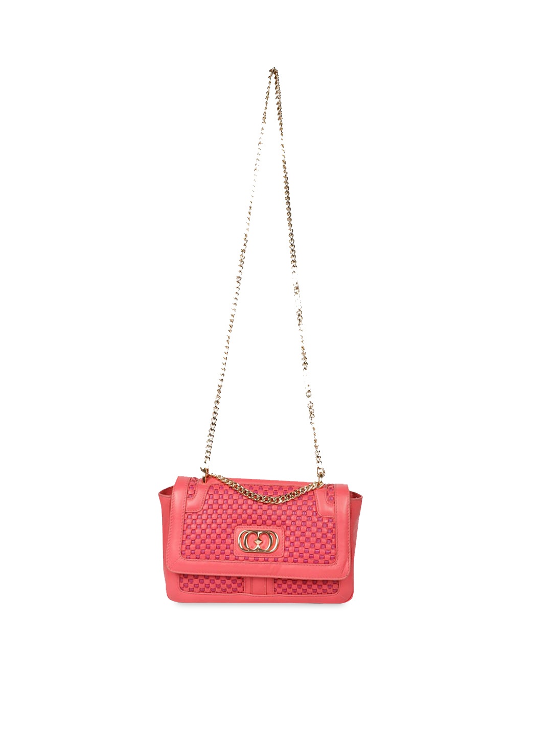 

Saint G Self Design Leather Structured Sling Bag, Coral