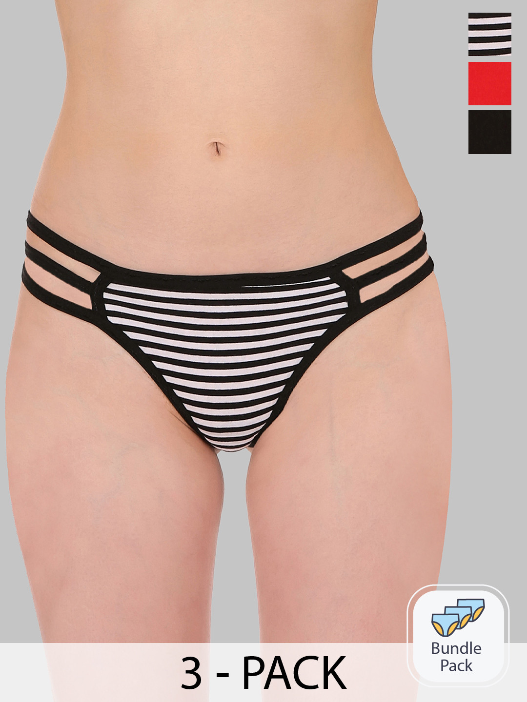 

SELFCARE Pack Of 3 Low-Rise Anti-Odour Pure Cotton Thong Briefs, Red