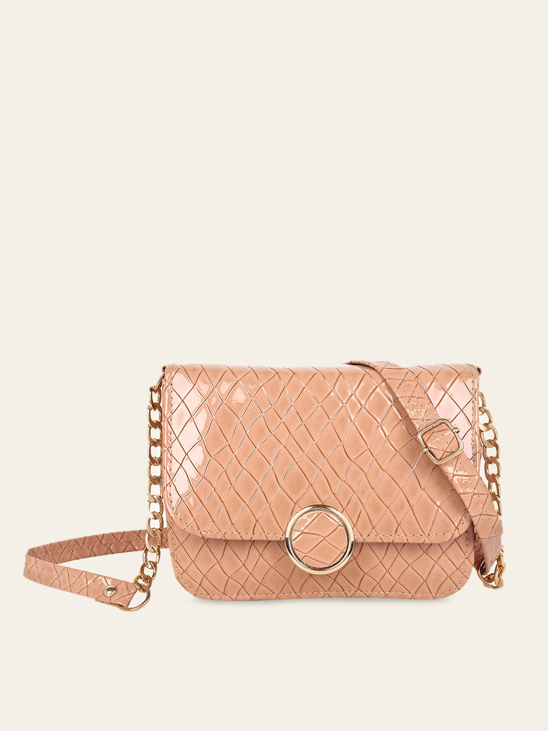 

DressBerry Beige Textured Structured Sling Bag
