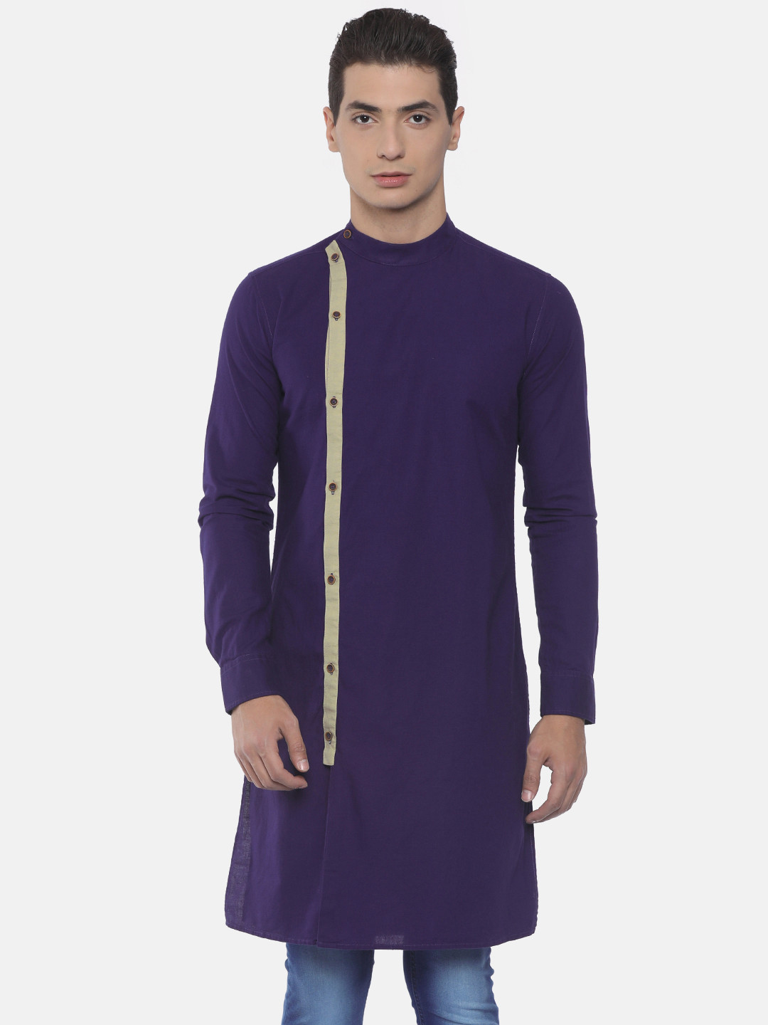 

Freehand Men Purple Slim Fit Solid Straight Kurta