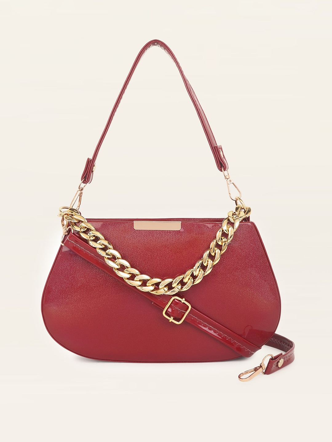 

DressBerry Maroon Half Moon Hobo Bag