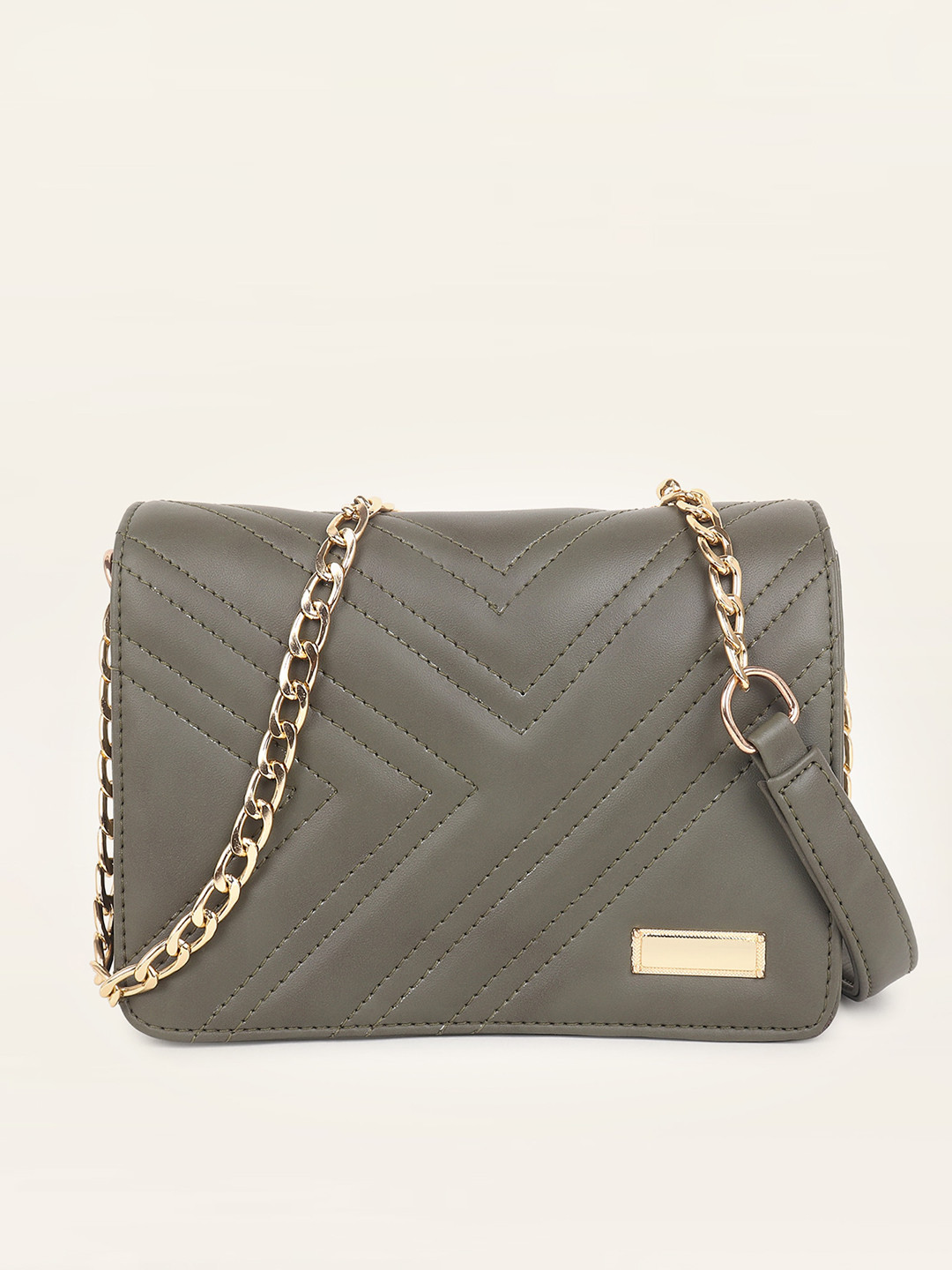 

DressBerry Grey Quilted Structured Sling Bag