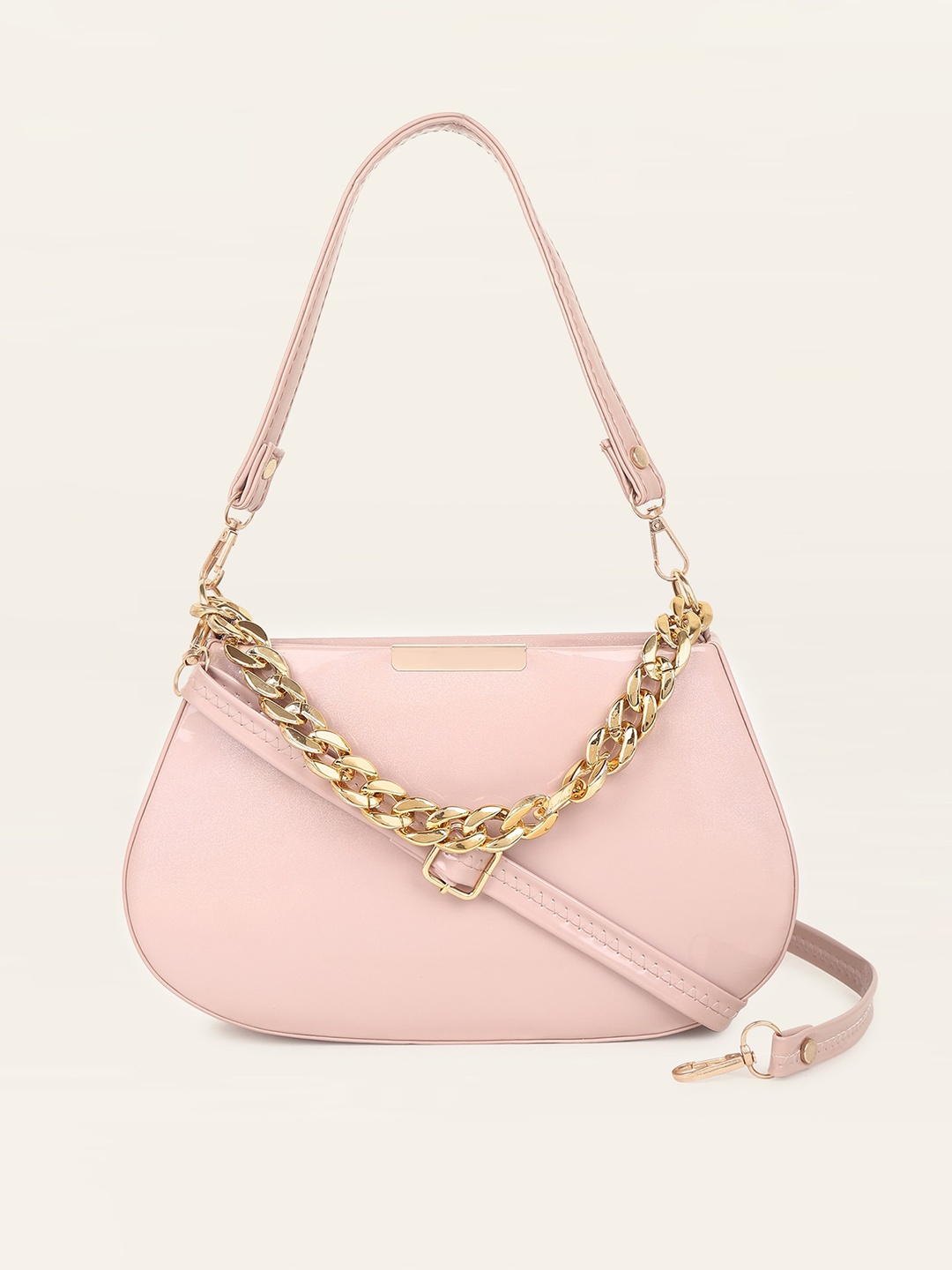 

DressBerry Beige Half Moon Hobo Bag