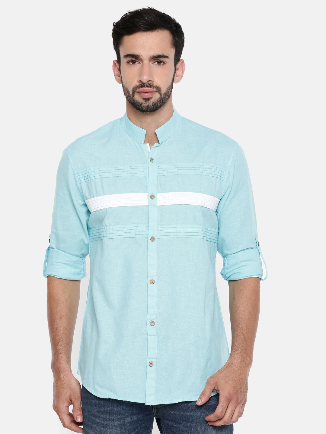 

Freehand by The Indian Garage Co Men Blue Regular Fit Solid Casual Shirt