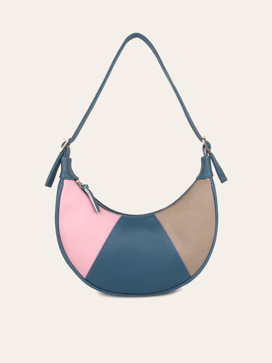 

DressBerry Blue Colourblocked Half Moon Hobo Bag, Teal