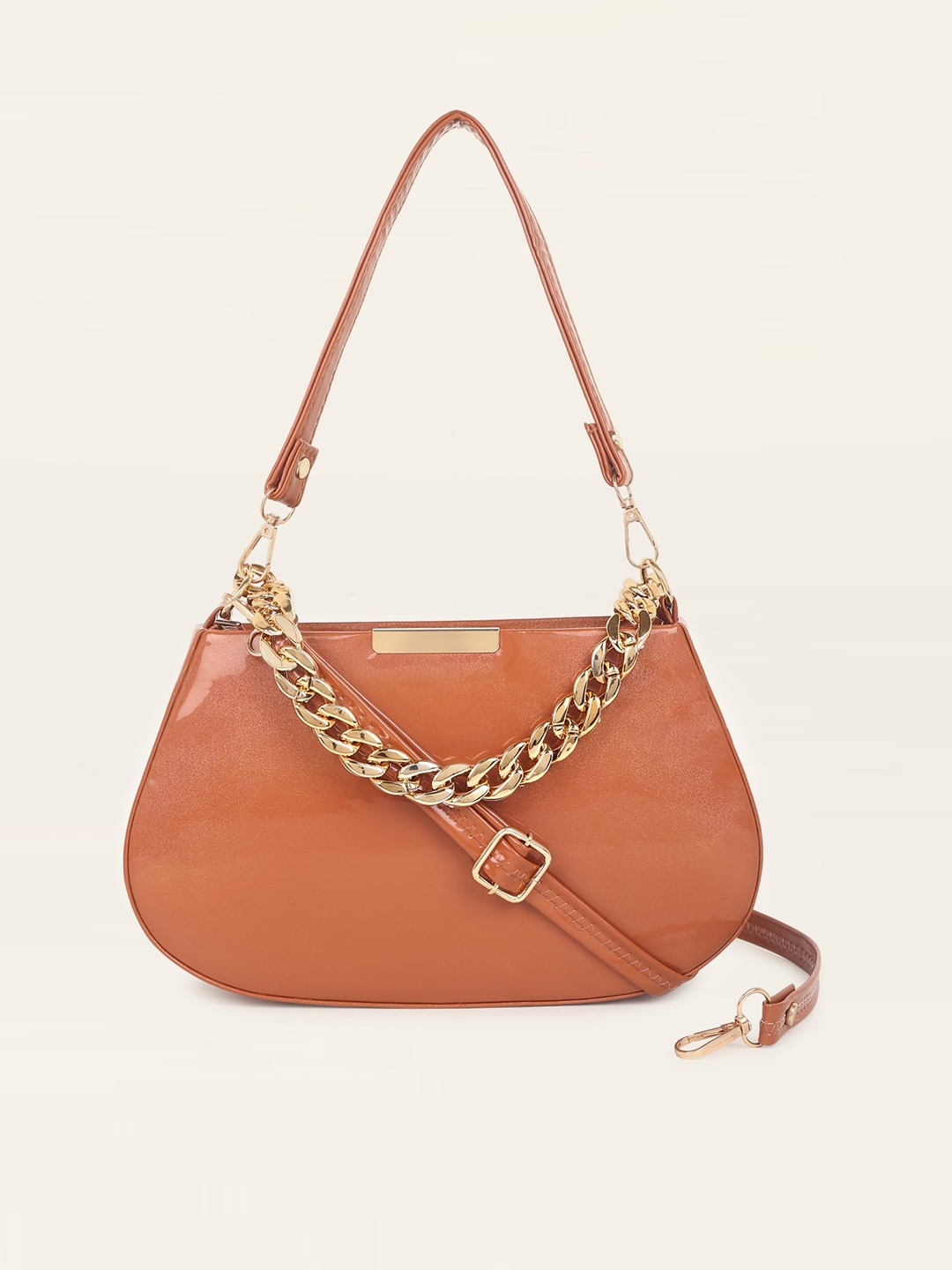 

DressBerry Brown Structured Shoulder Bag