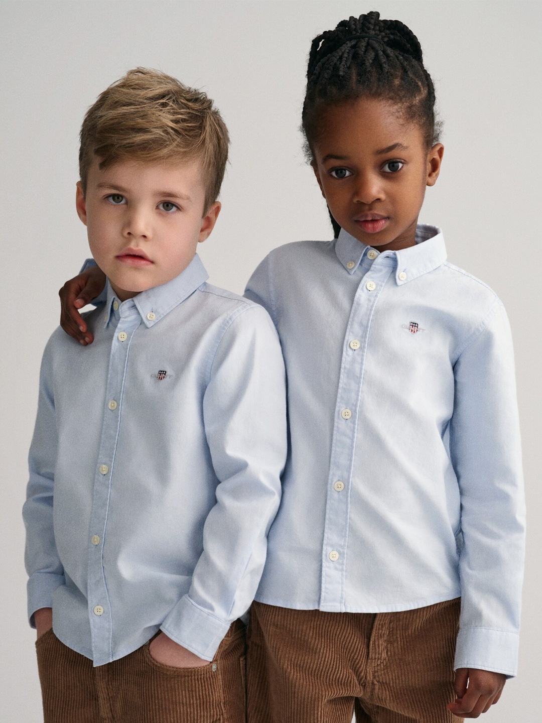 

GANT Unisex Kids Button-Down Collar Casual Cotton Shirt, Blue