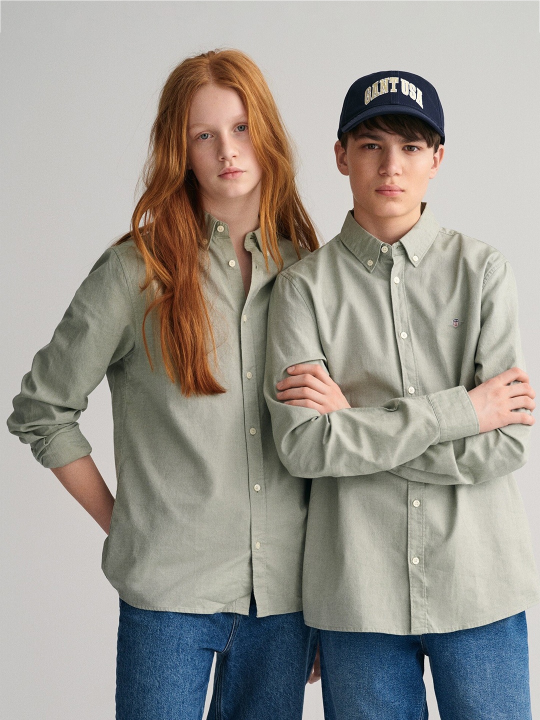 

GANT Kids Button-down Collar Pure Cotton Casual Shirt, Green