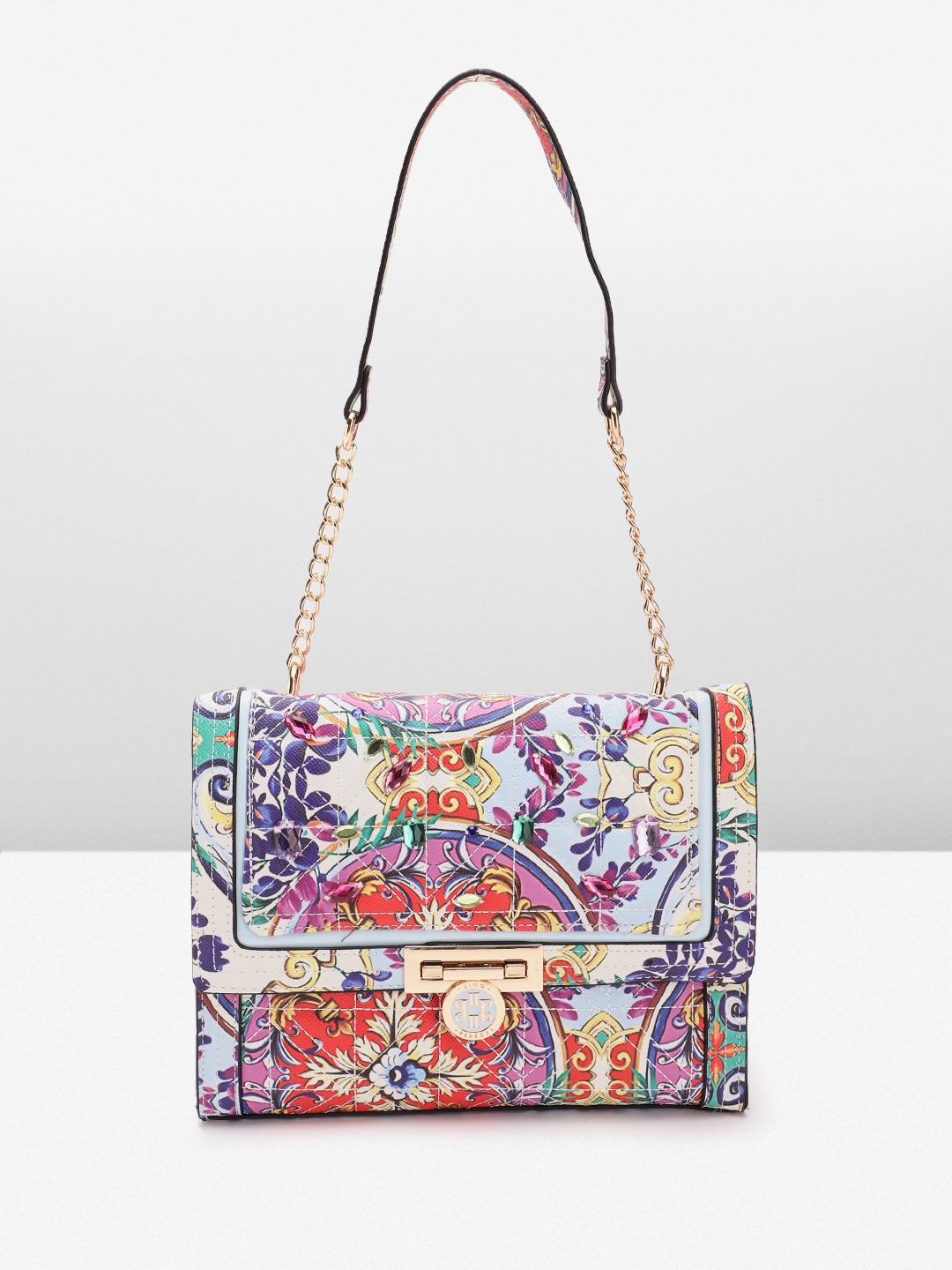 

Lino Perros Floral Printed Structured Shoulder Bag, Multi