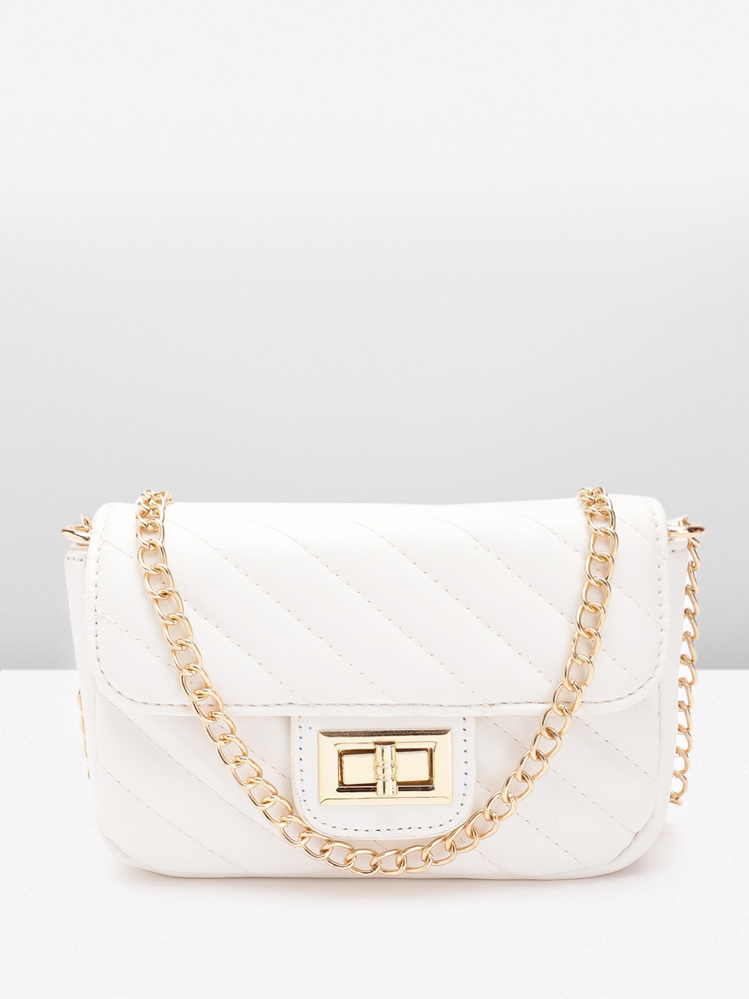 

Lino Perros Structured Sling Bag with Quilted Detail, White