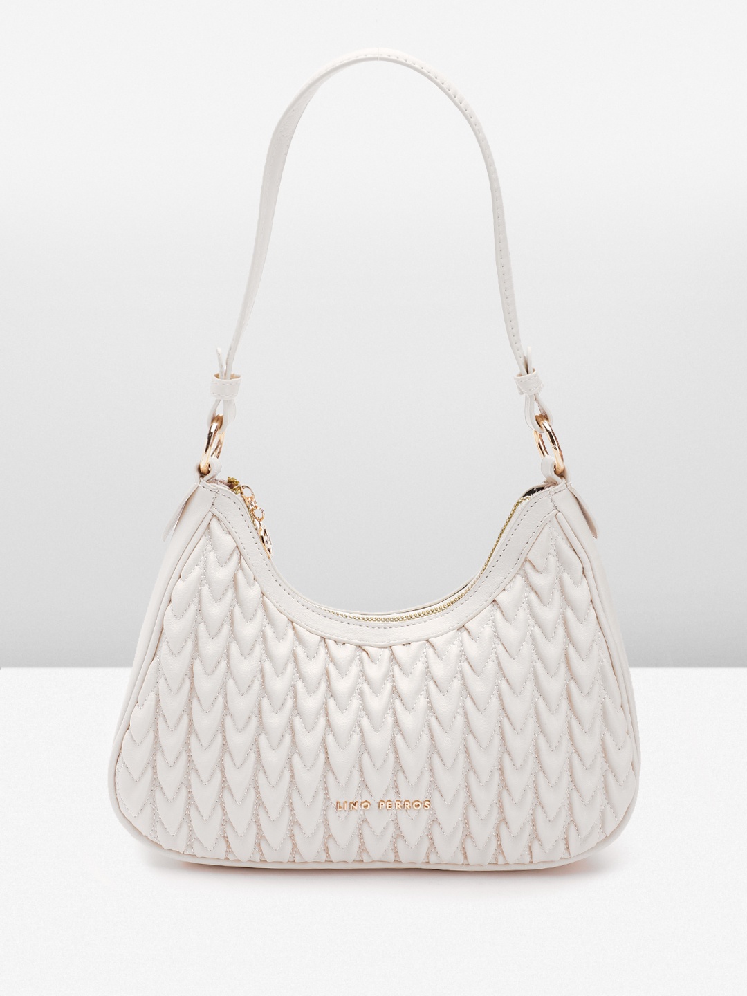 

Lino Perros Structured Shoulder Bag with Quilted Detail, Off white