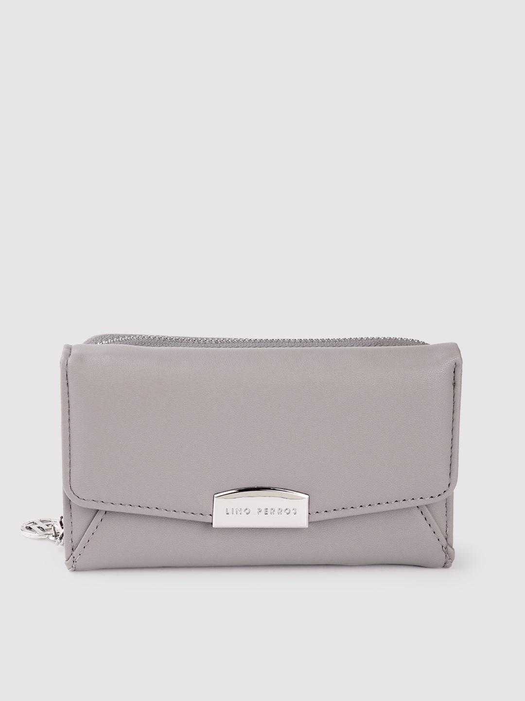 

Lino Perros Women Three Fold Wallet, Grey