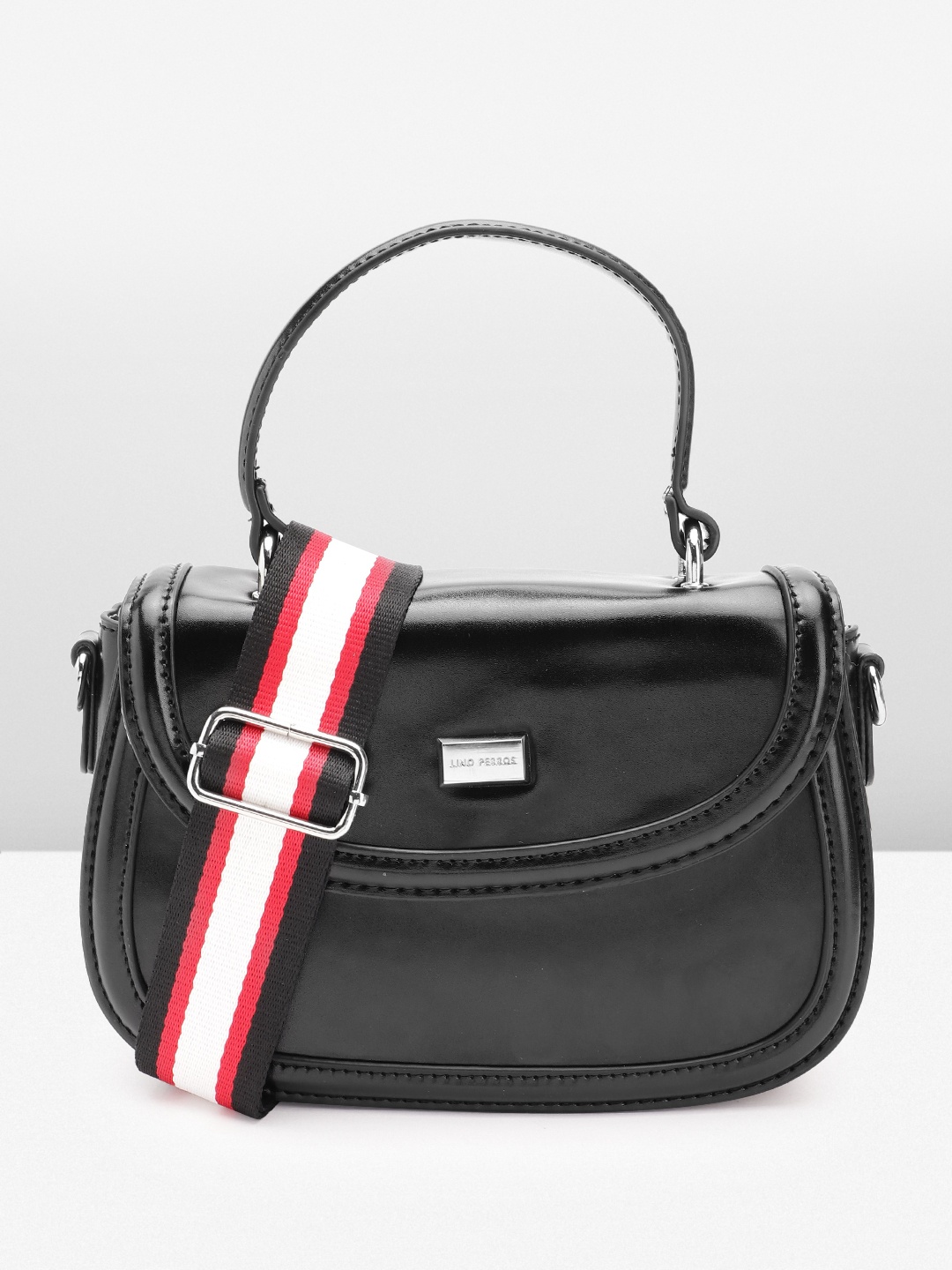 

Lino Perros Women Structured Satchel Bag, Black