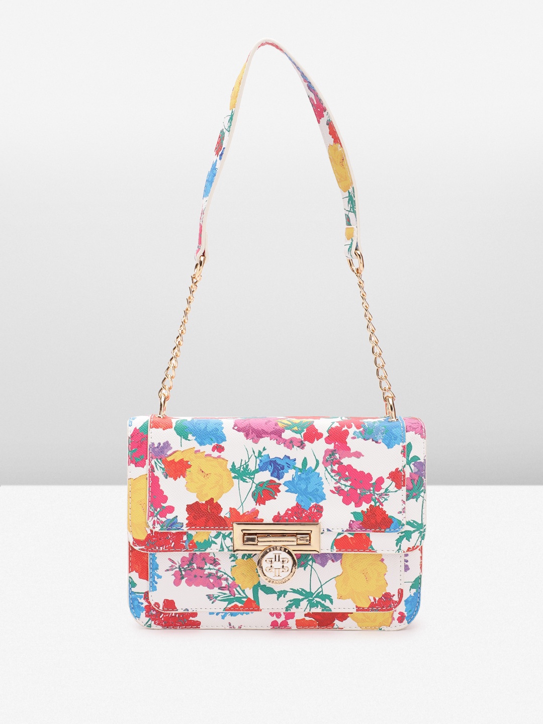 

Lino Perros Women Floral Printed Structured Shoulder Bag, White