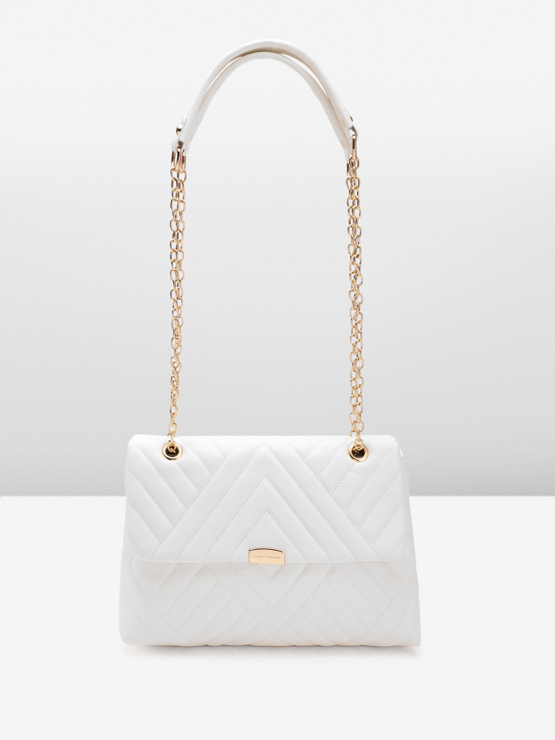 

Lino Perros Structured Shoulder Bag with Quilted Detail, White