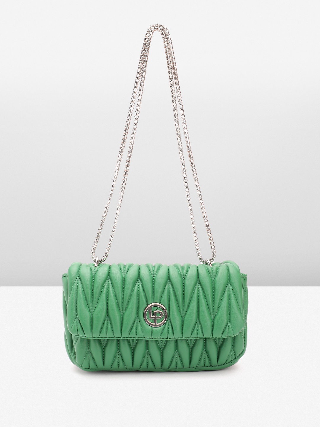 

Lino Perros Women Structured Sling Bag With Quilted Detail, Green