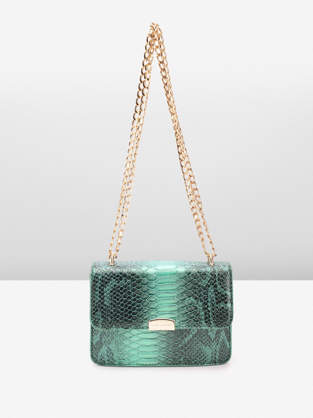 

Lino Perros Snakeskin Textured Structured Shoulder Bag, Green