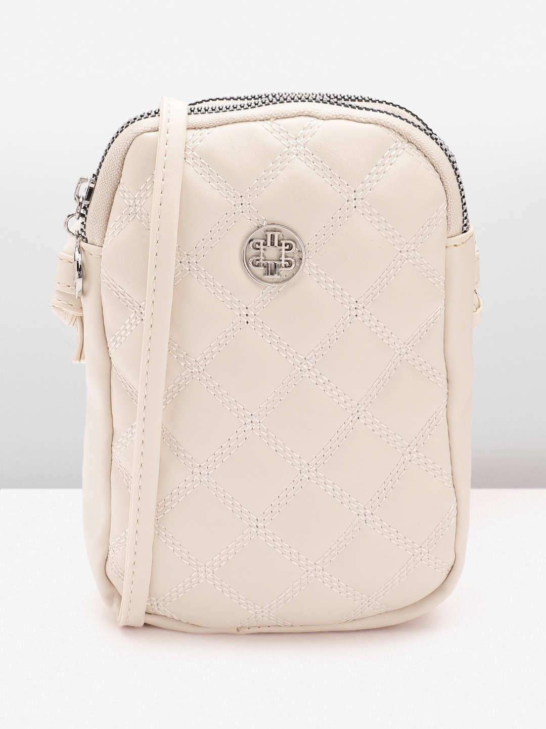 

Lino Perros Structured Sling Bag with Quilted Detail, Off white