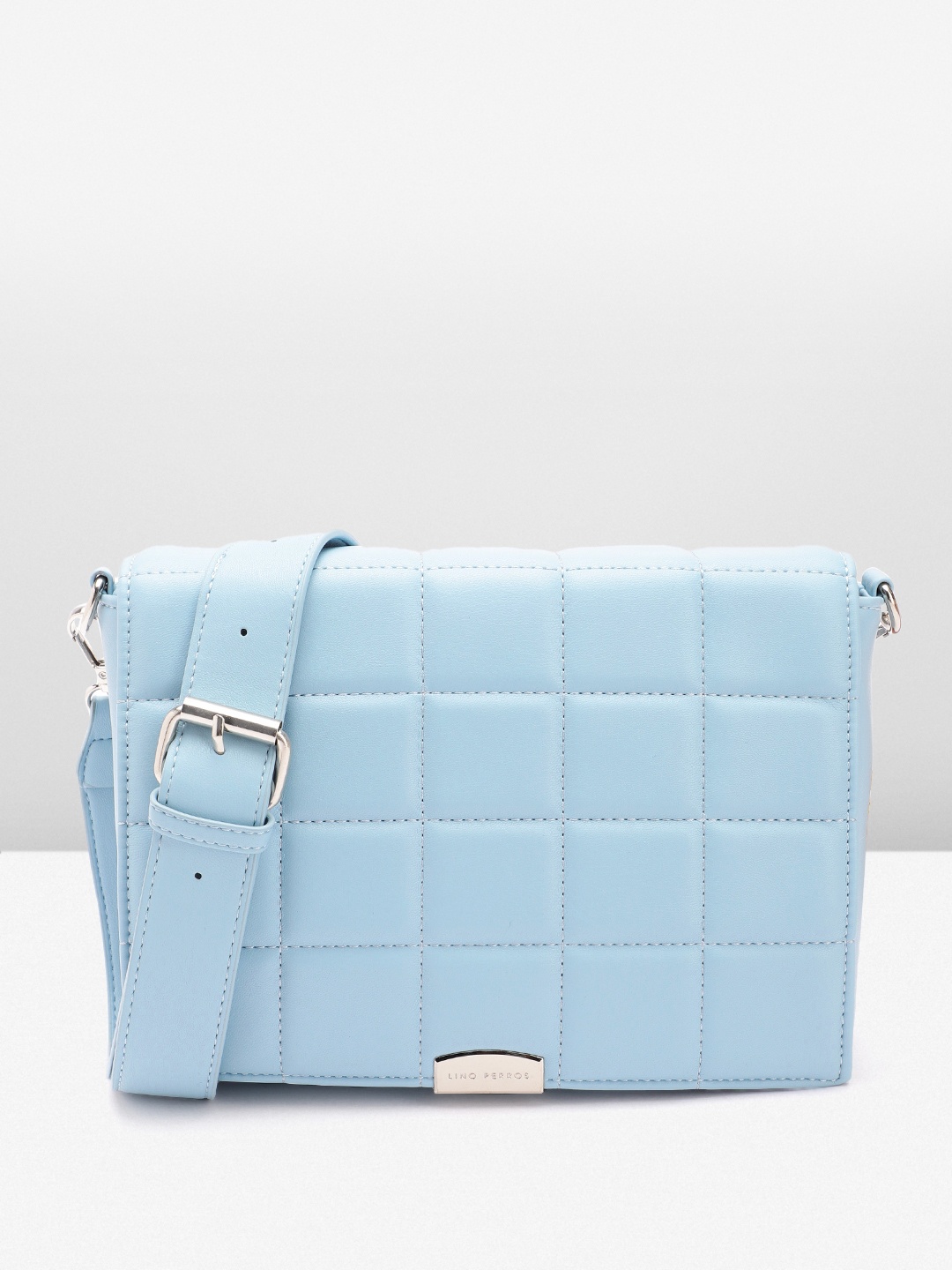 

Lino Perros Structured Sling Bag with Quilted Detail, Blue