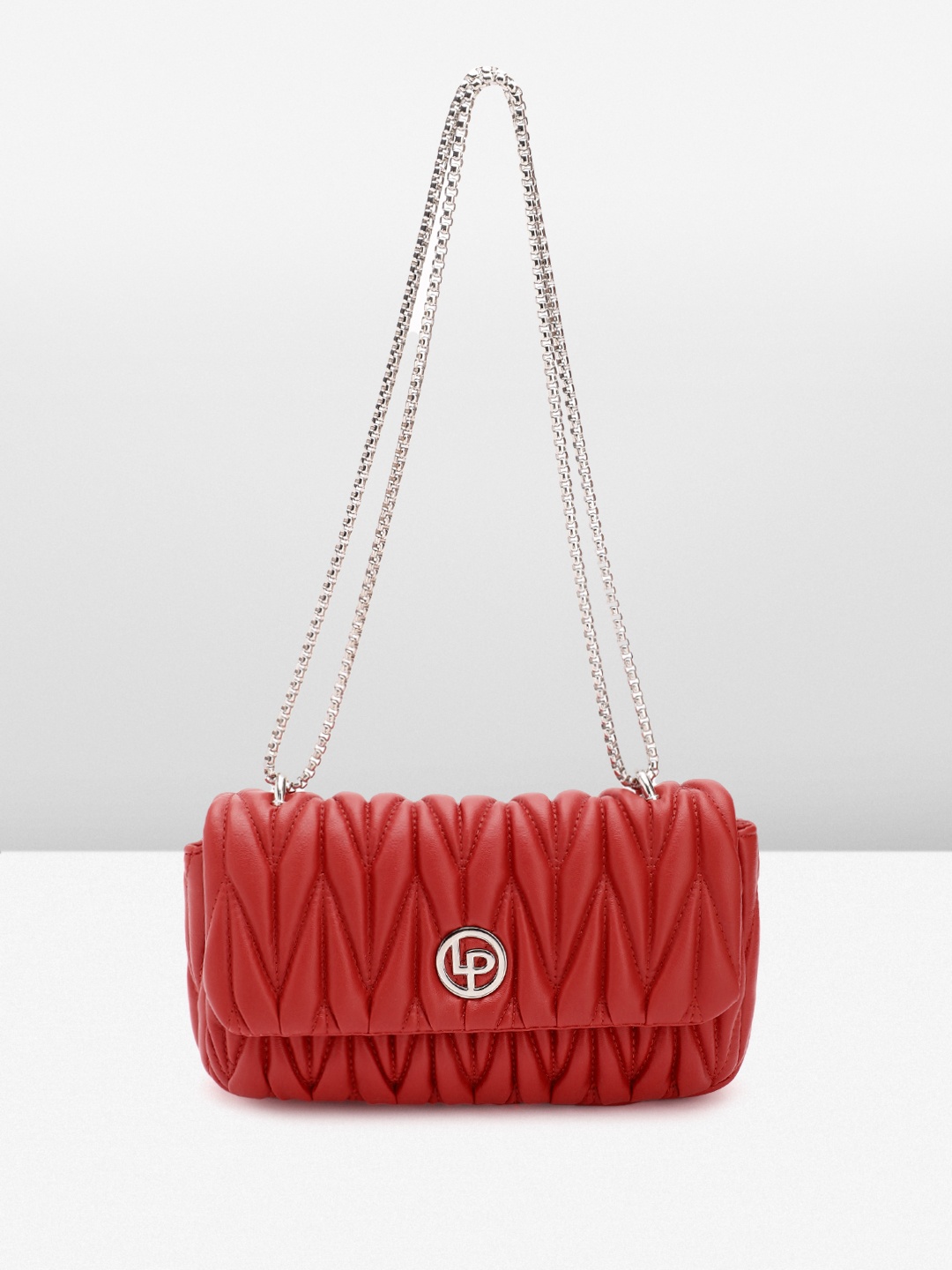 

Lino Perros Structured Shoulder Bag with Quilted Detail, Red