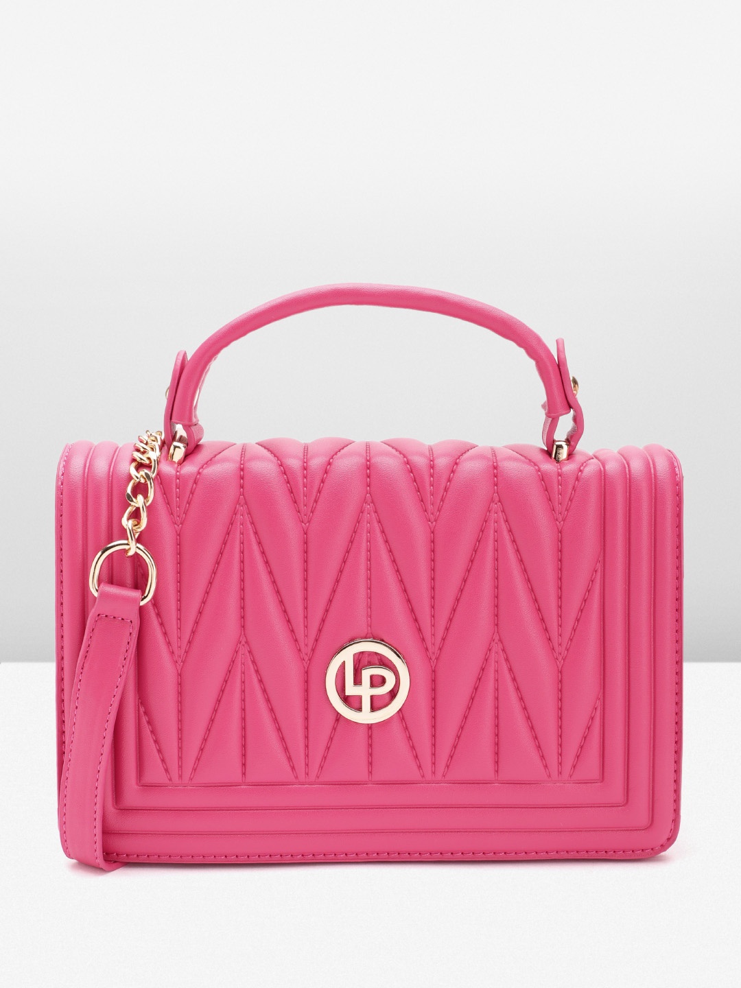 

Lino Perros Women Quilted Textured Structured Satchel Bag, Fuchsia