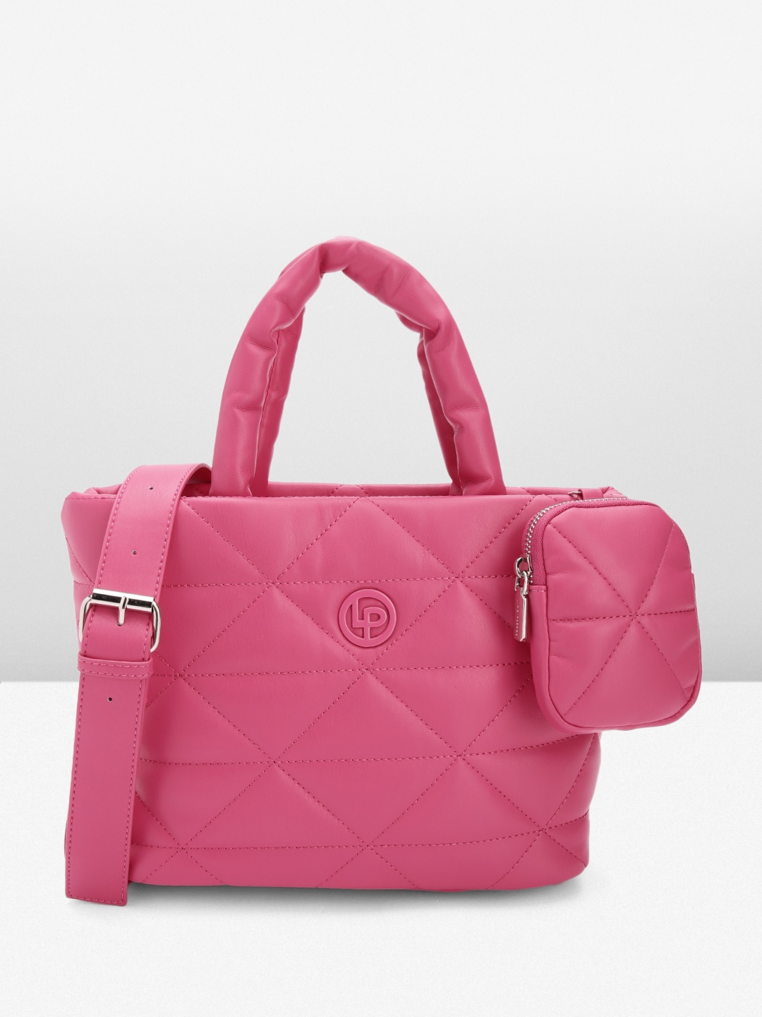 

Lino Perros Fuchsia Structured Quilted Handheld Bag