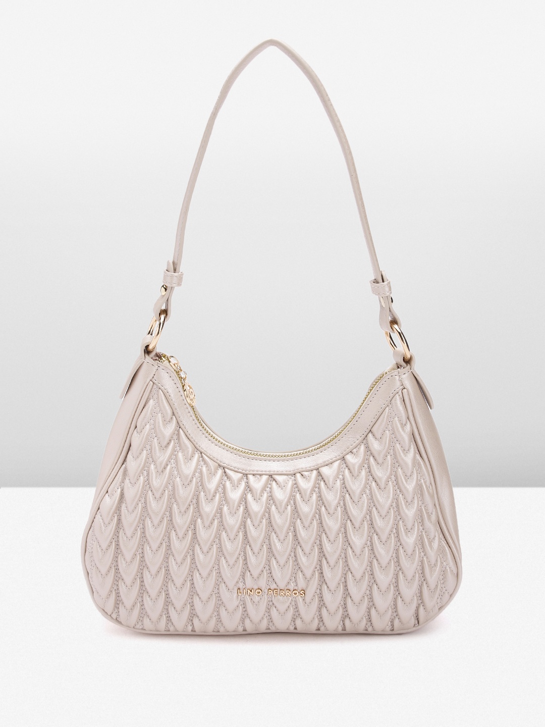 

Lino Perros Structured Baguette Heart Quilted Bag, Beige