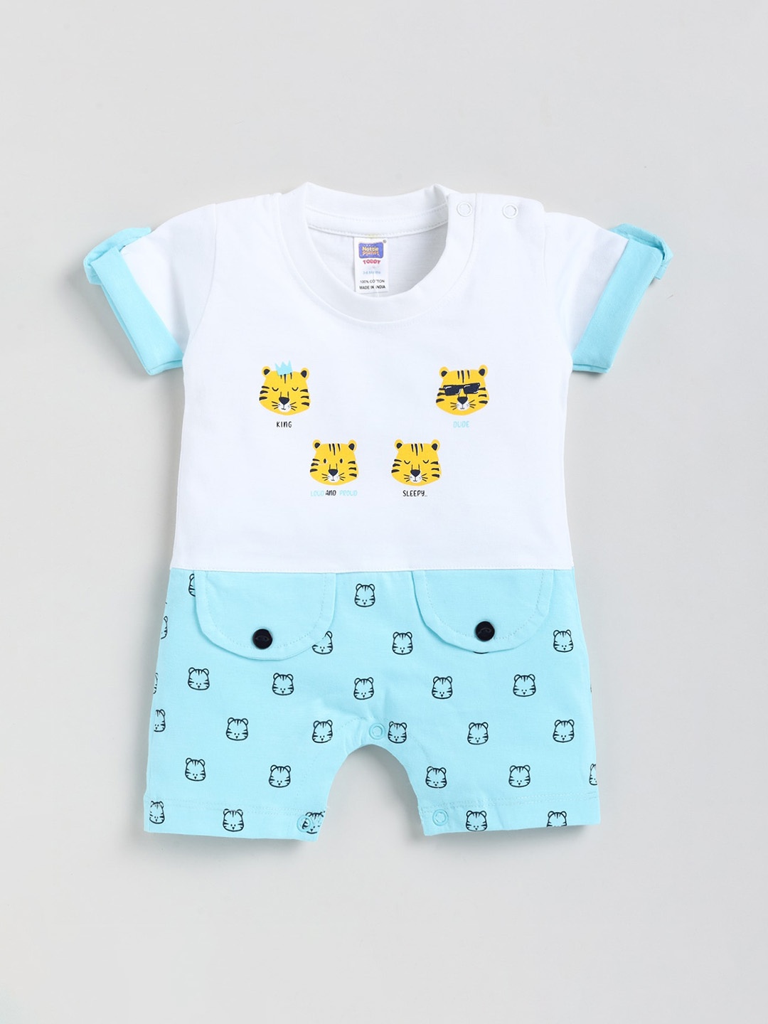 

Nottie Planet Infants Printed Pure Cotton Rompers, Blue