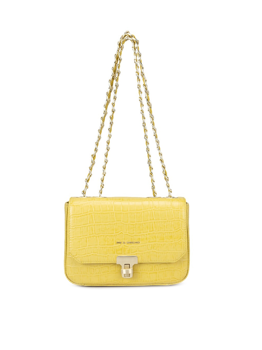 

Joe & Mellon Textured Leather Structured Sling Bag, Yellow