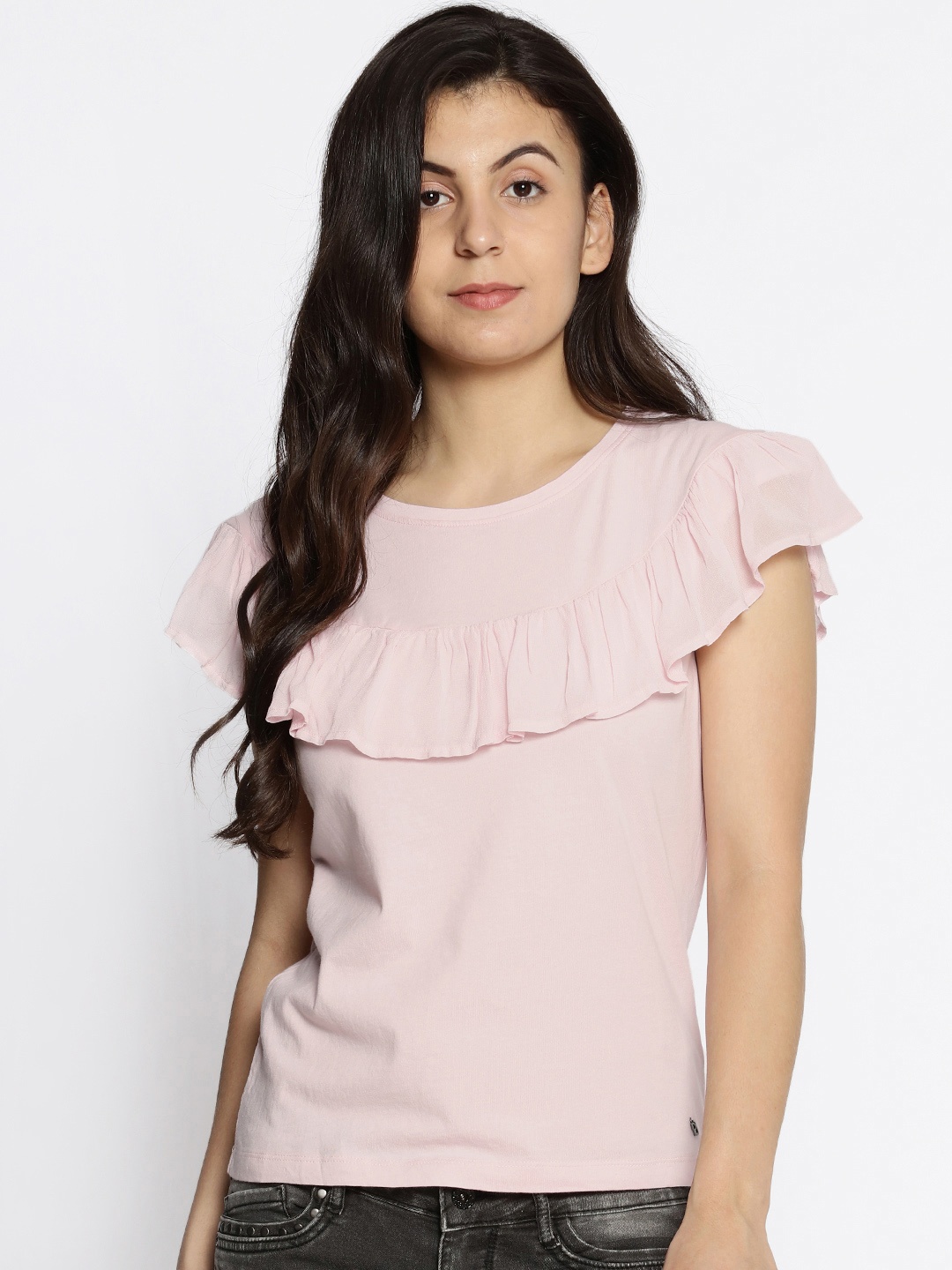 

Pepe Jeans Women Pink Solid Pure Cotton Top