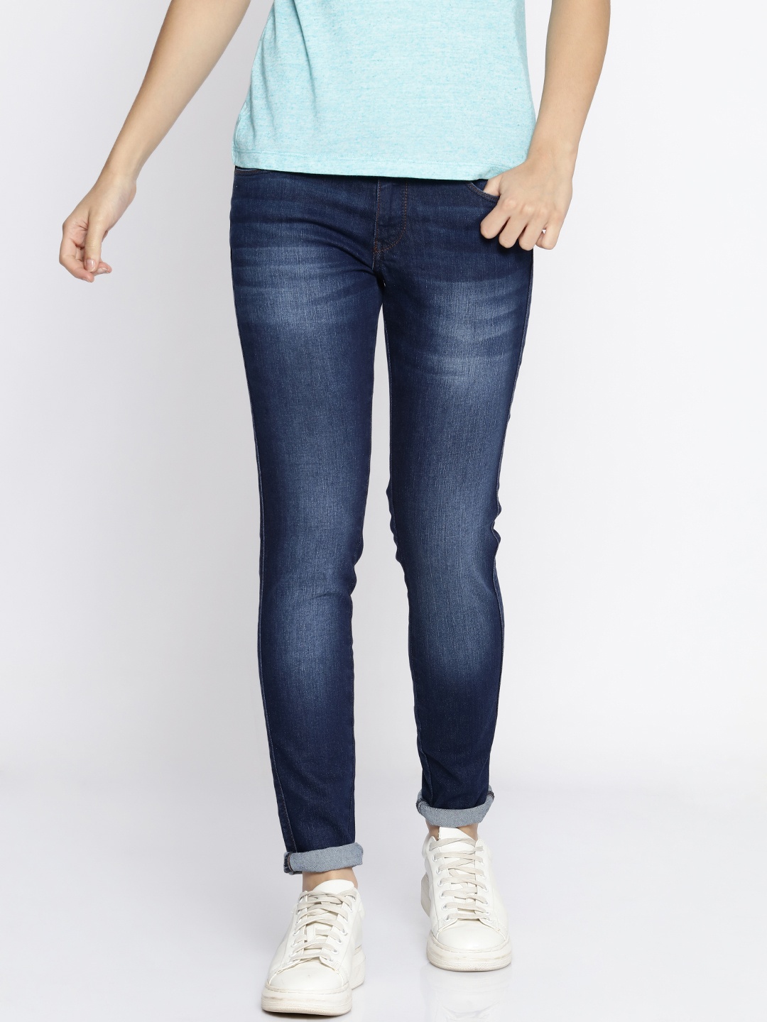 

Pepe Jeans Women Blue Regular Fit Mid-Rise Clean Look Stretchable Jeans