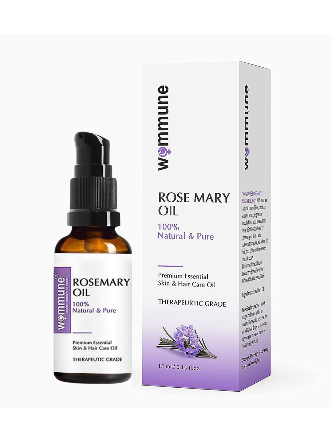 

WOMMUNE Rosemary Essential Oil for Hair & Skin - 15ml, White