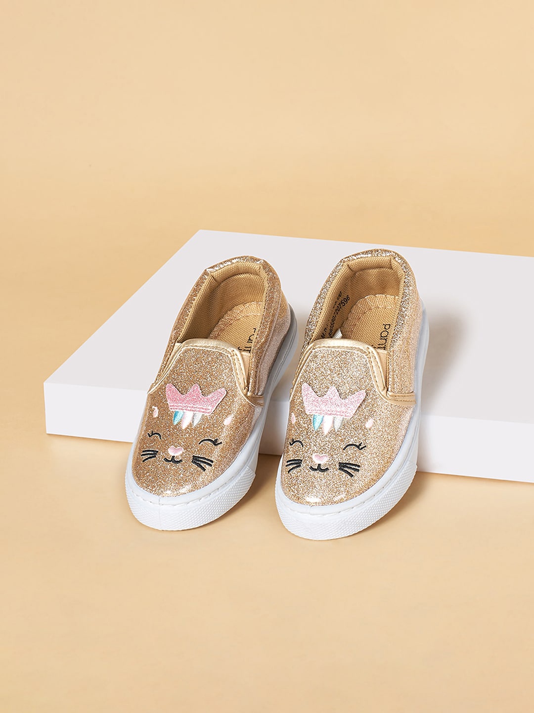 

Pantaloons Junior Girls Embellished Slip-On Sneakers, Gold