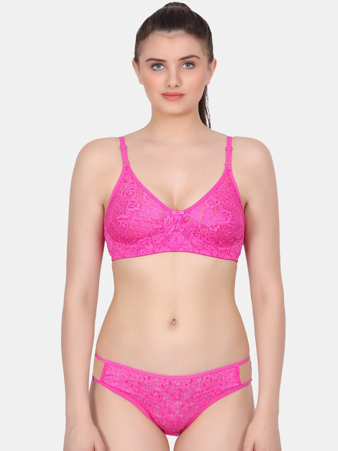

Amour Secret Self Design Non-Padded Net Lingerie Set, Pink