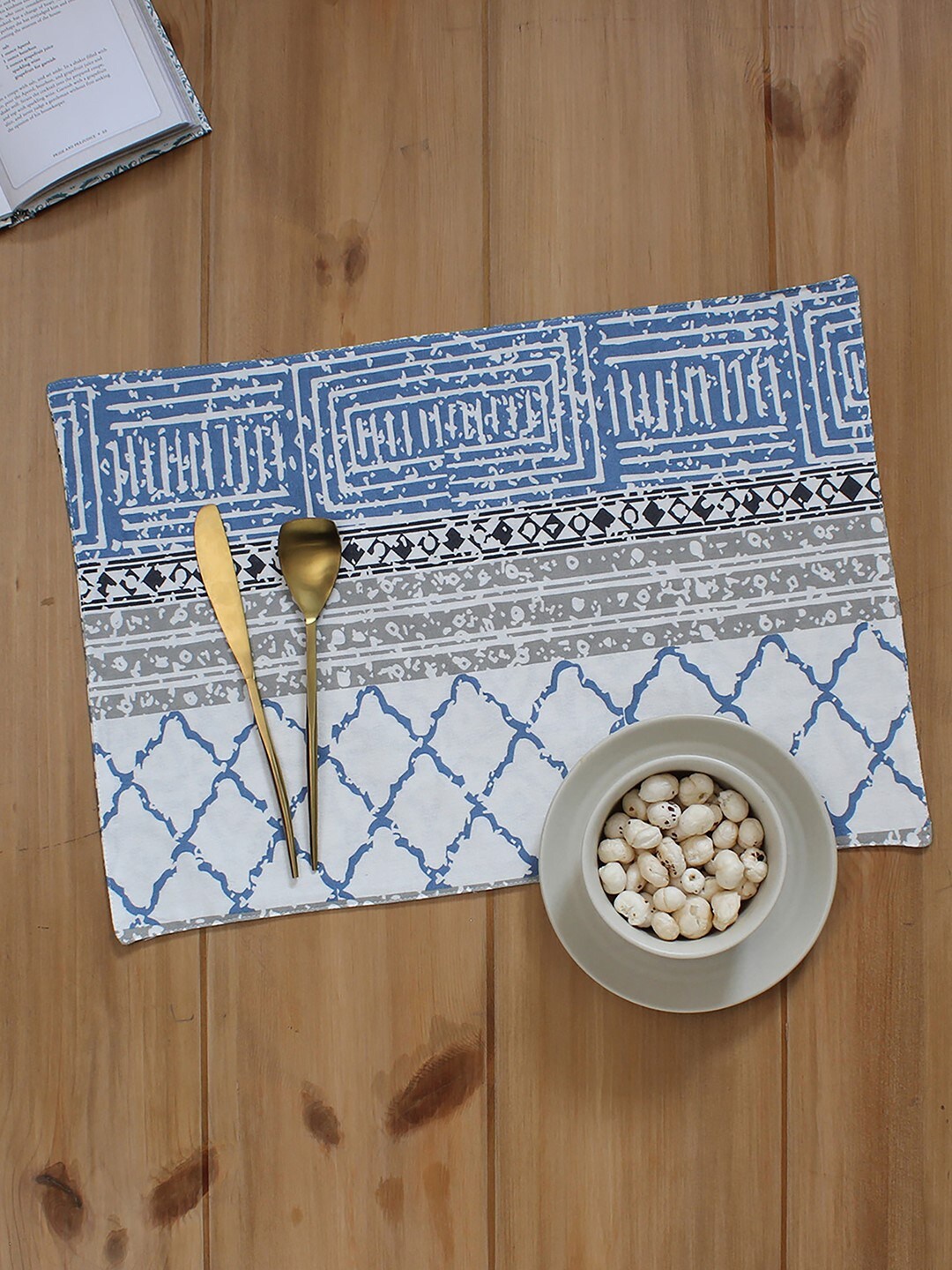 

House This Blue & White Printed Cotton Table Placemats