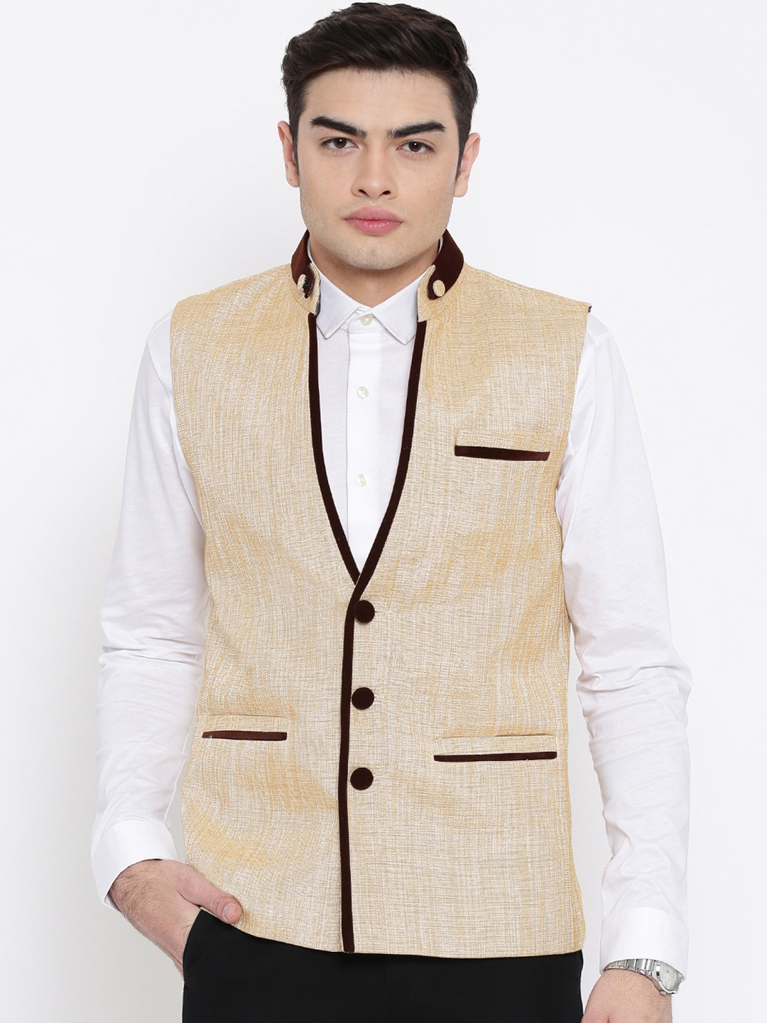 

Platinum Studio Beige Slim Fit Waistcoat