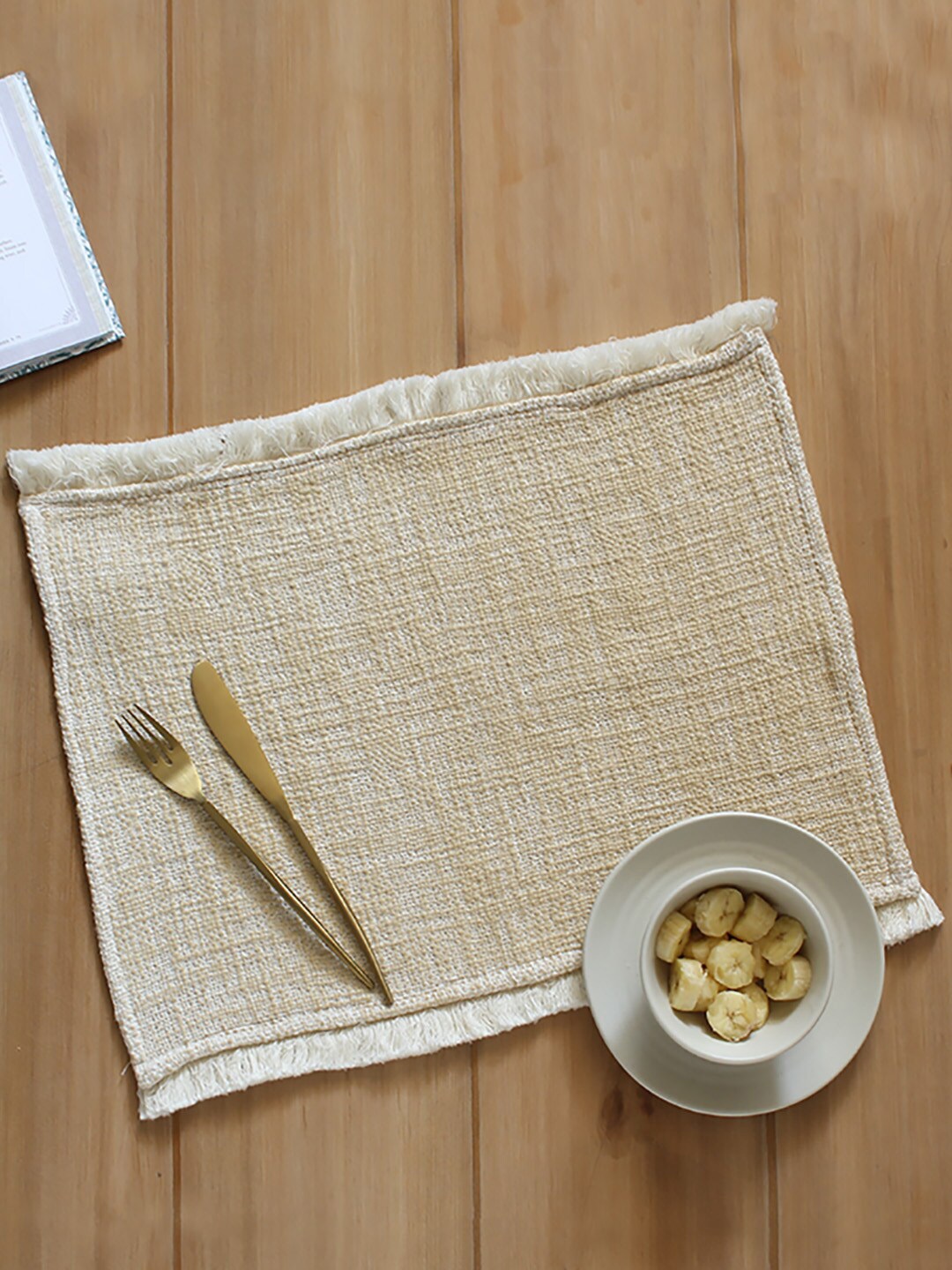 

House This Beige 6 Pieces Printed Pure-Cotton Table Placemats