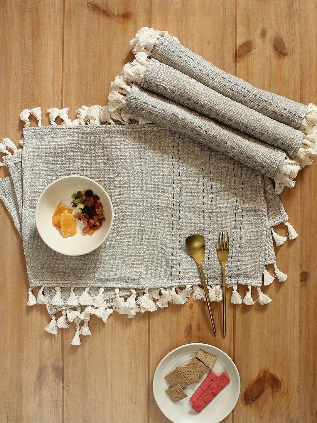 

House This Grey 6 Pieces Pure Cotton Table Placemats