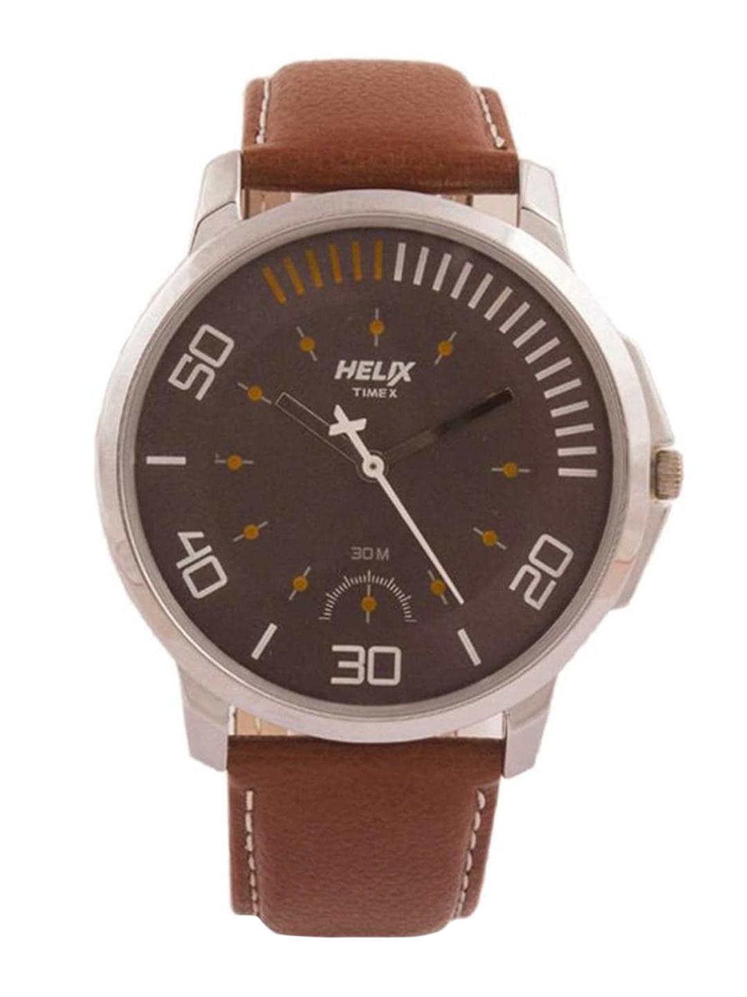 

Helix Men Leather Straps Analogue Watch TW027HG07, Grey